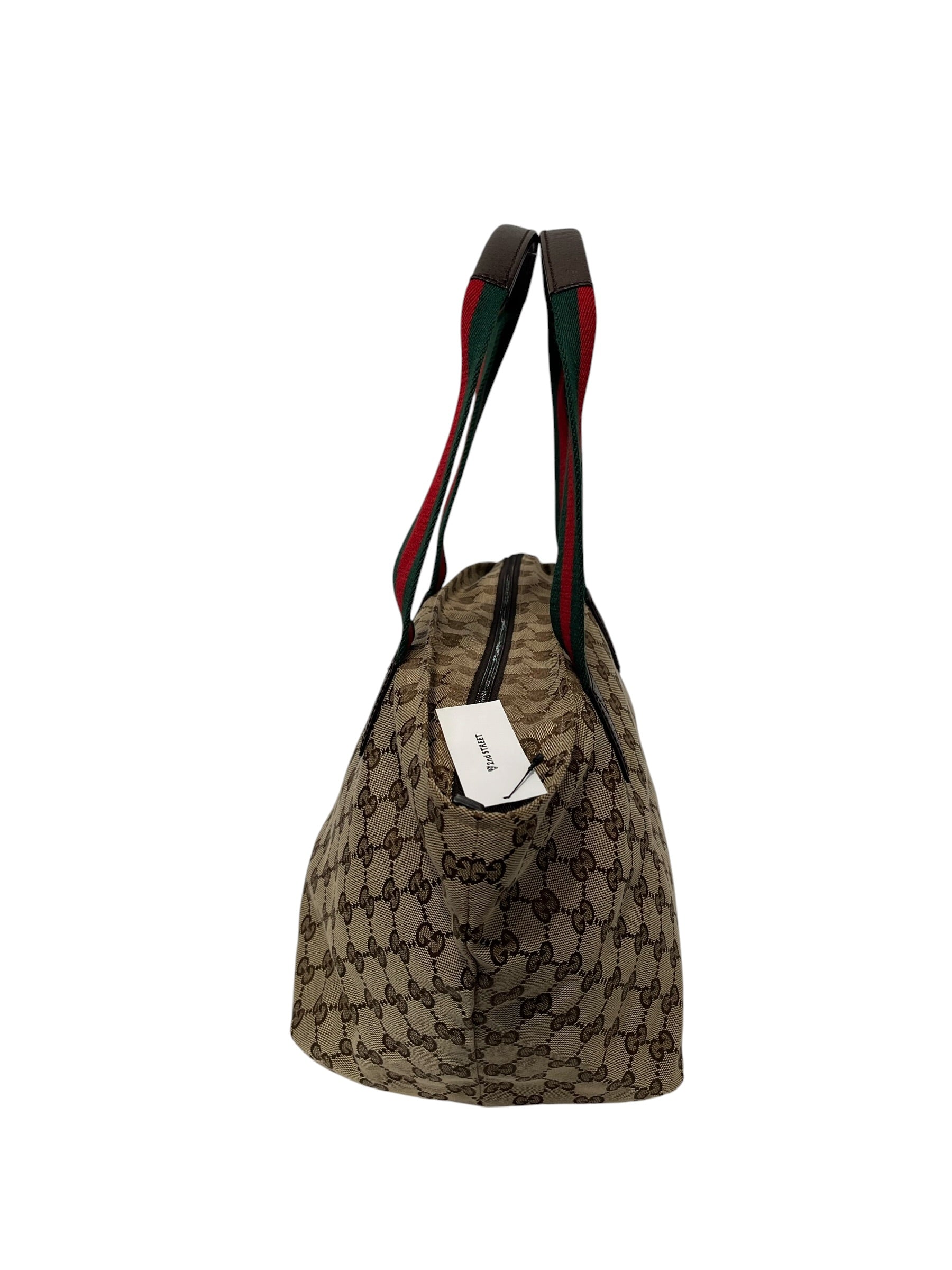 GUCCI/Tote Bag/All Over Print/Cotton/KHK/Sherry Line GG canvas view 2