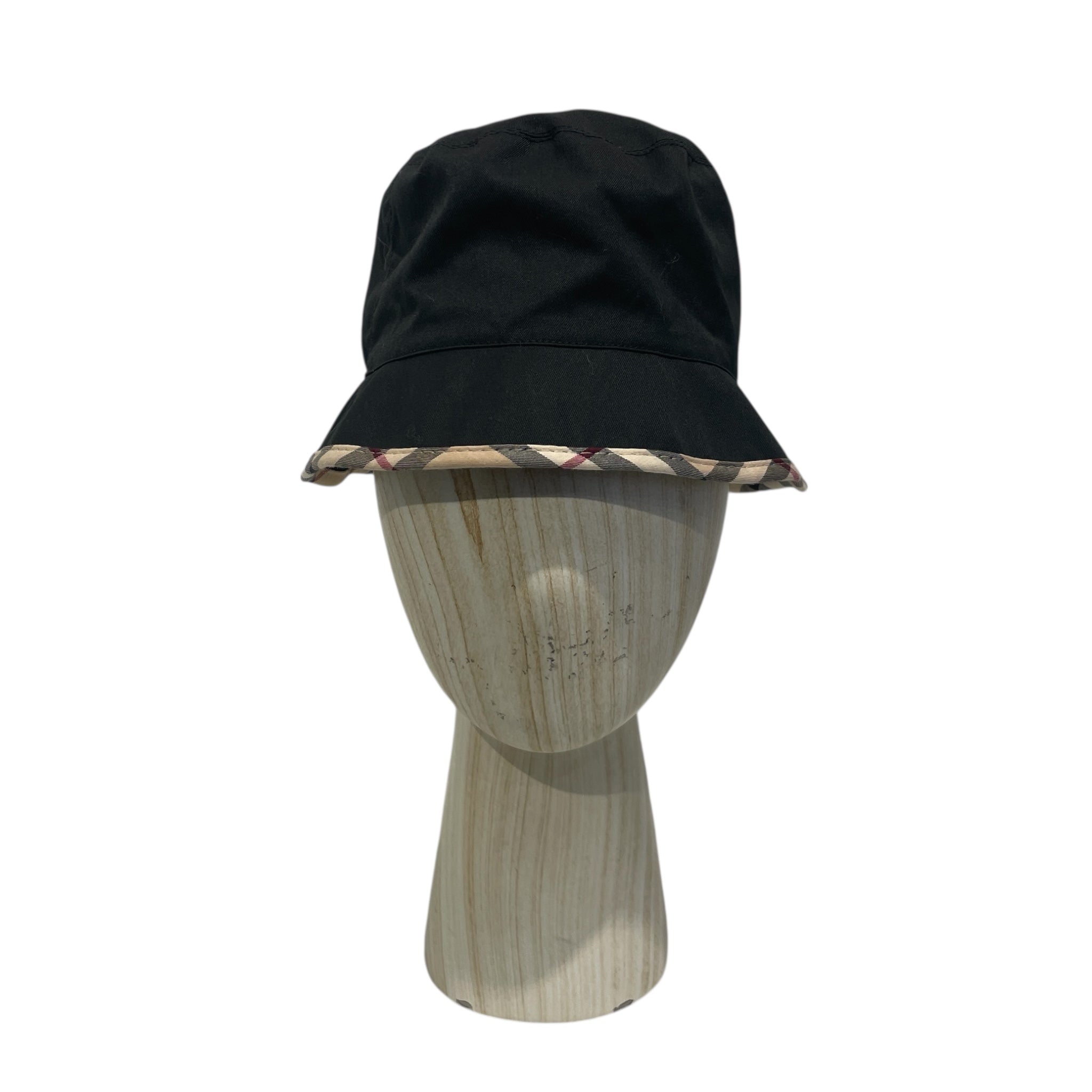 BURBERRY LONDON/Bucket Hat/OS/Border/Cotton/BLK/Tartan Accent Bucket Hat view 1