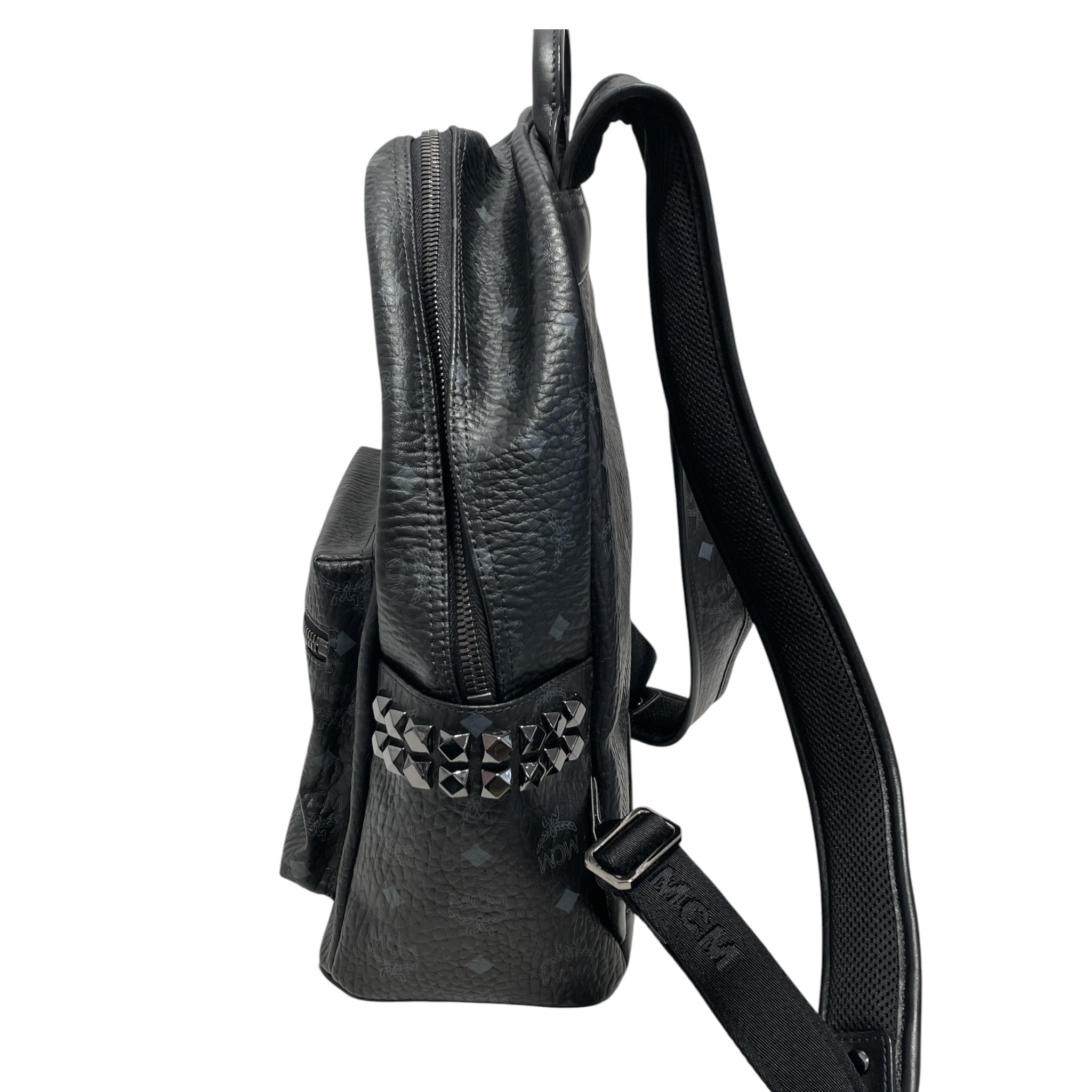 MCM/Backpack/Monogram/BLK/Visetos Studded Backpack view 3