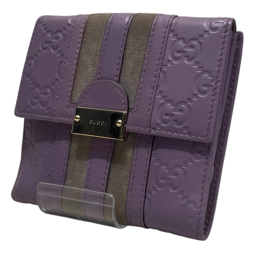GUCCI/Trifold Wallet/Monogram/Leather/PPL/L's/purp gry view 1