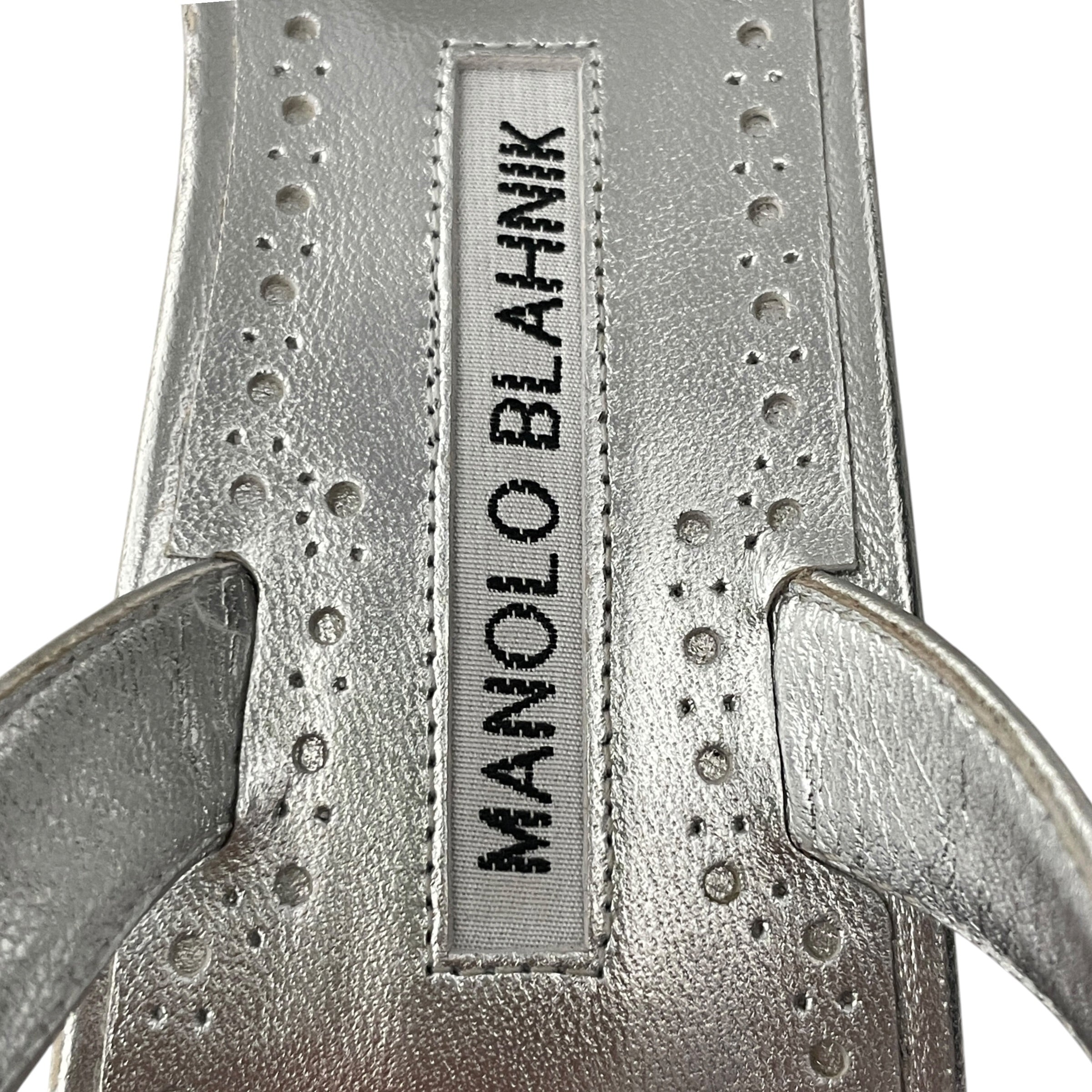 MANOLO BLAHNIK/Heels/EU 41/Leather/SLV/Ankle Strap/SILVER WARPED HEEL view 3
