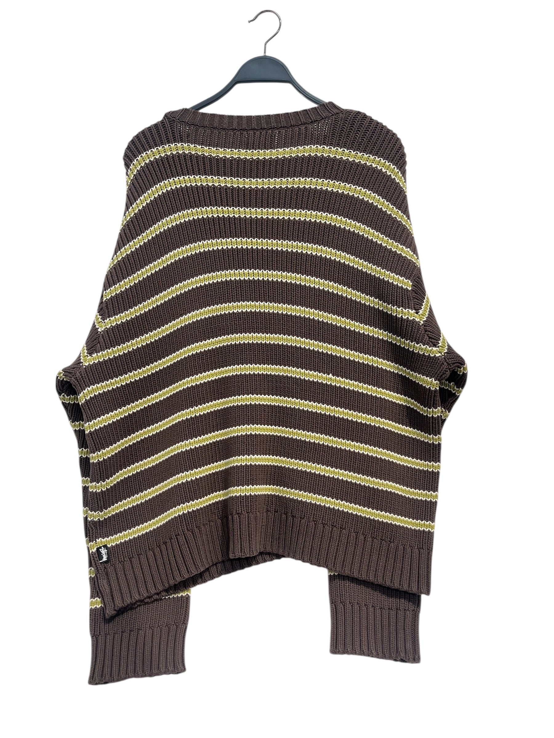 STUSSY/Heavy Sweater/XXL/Stripe/Cotton/BRW/STRIPED CHUNKY KNIT SWEATER view 2