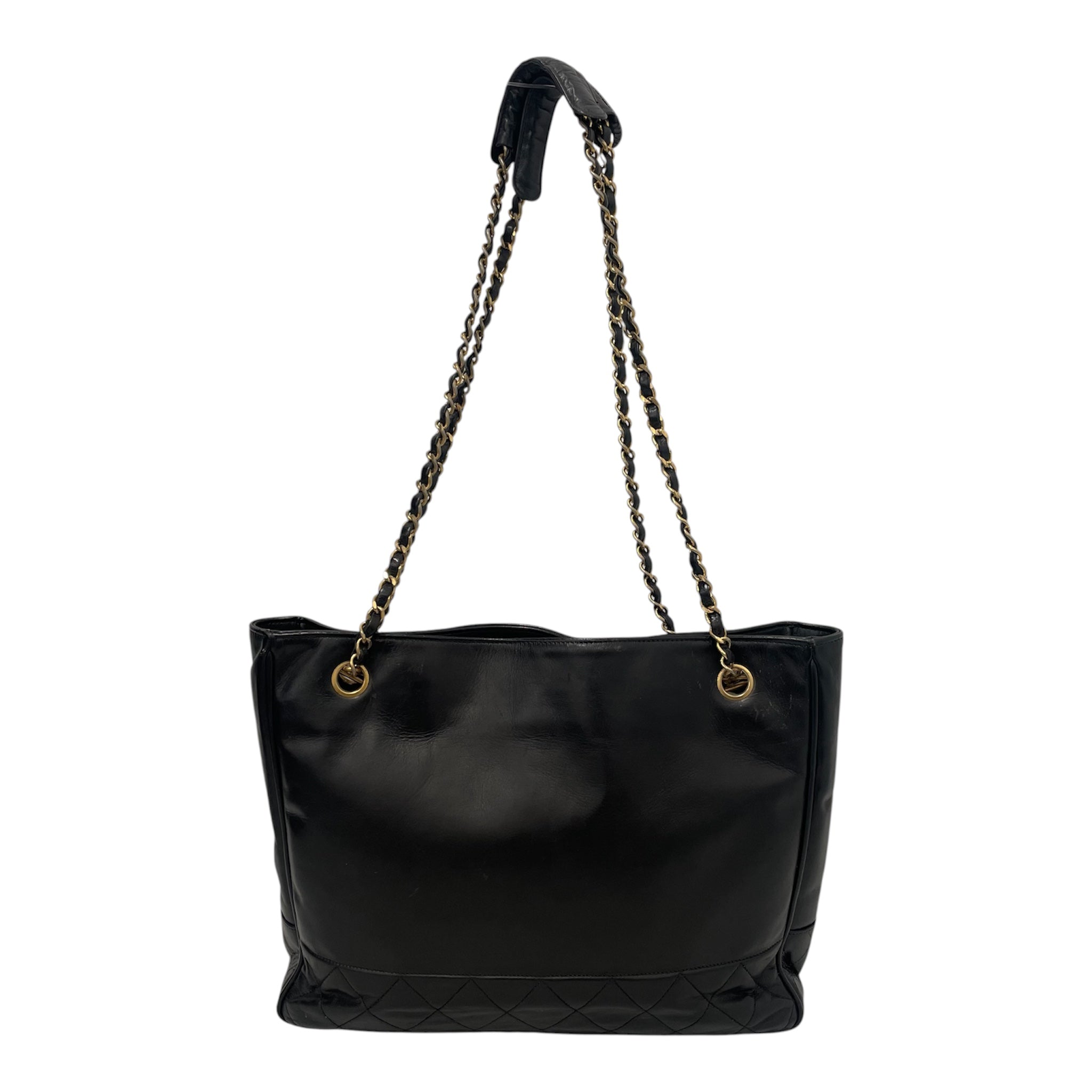 CHANEL/Tote Bag/Leather/BLK/VINTAGECHAINTOTE view 1
