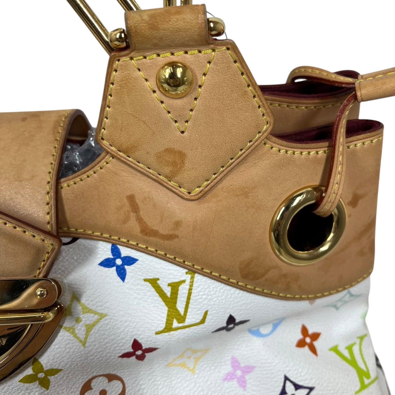 LOUIS VUITTON/Hand Bag/Monogram/Leather/WHT/Murakami Ursurla Bag view 5