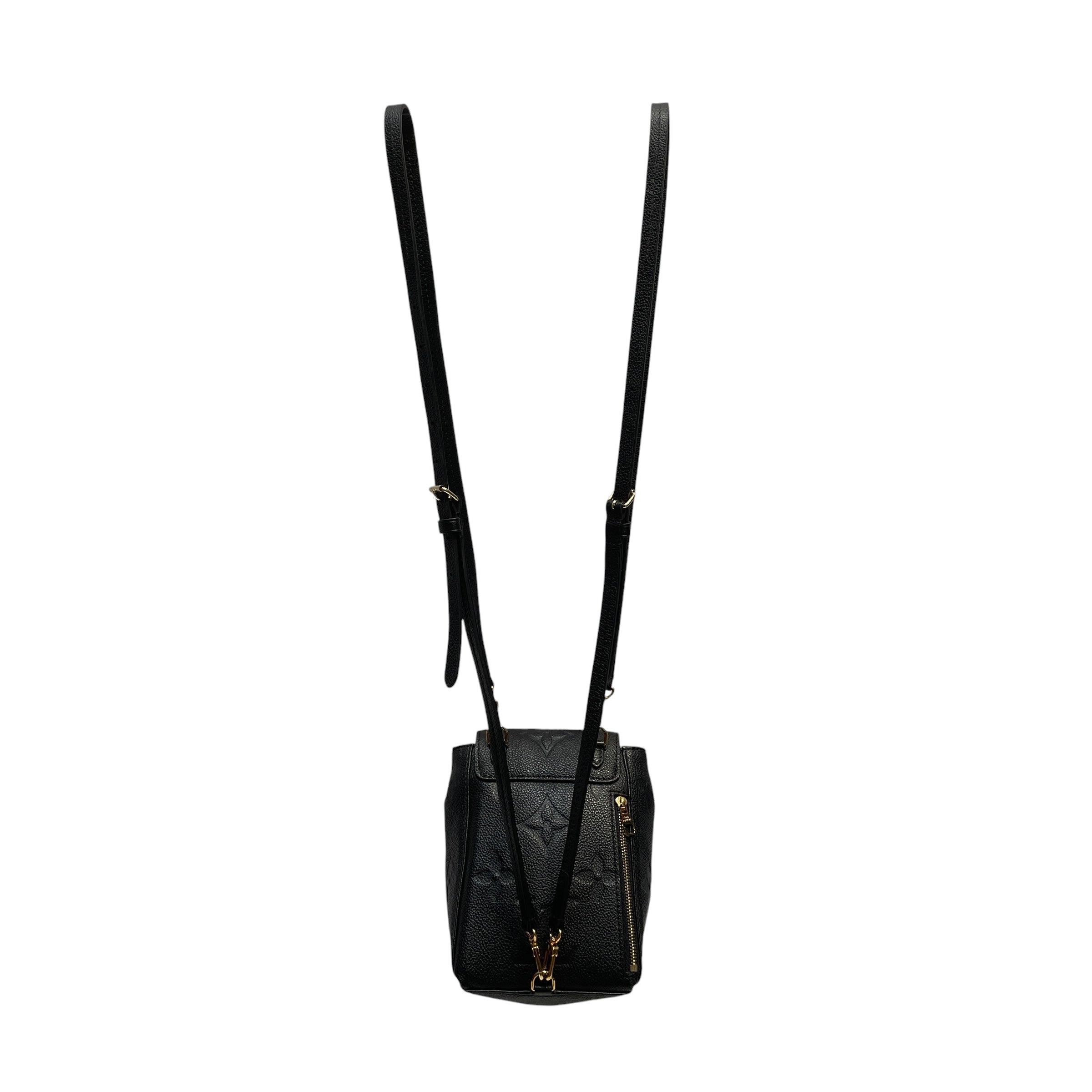 LOUIS VUITTON/Backpack/Leather/BLK/black/ gold view 2