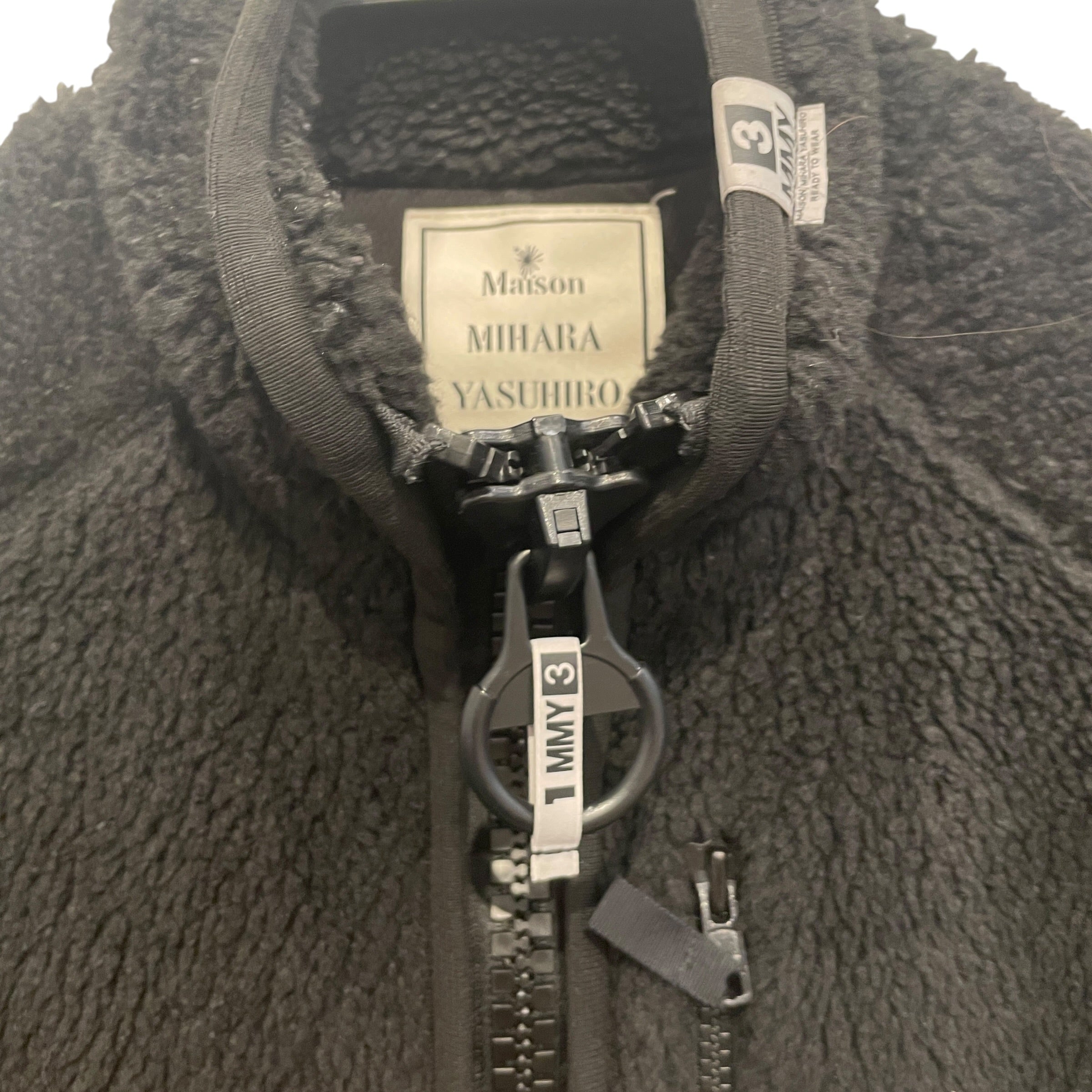MAISON MIHARA YASUHIRO/Fleece Jkt/Polyester/BLK/FLEECE VEST OVERSIZE ZIPPER view 3