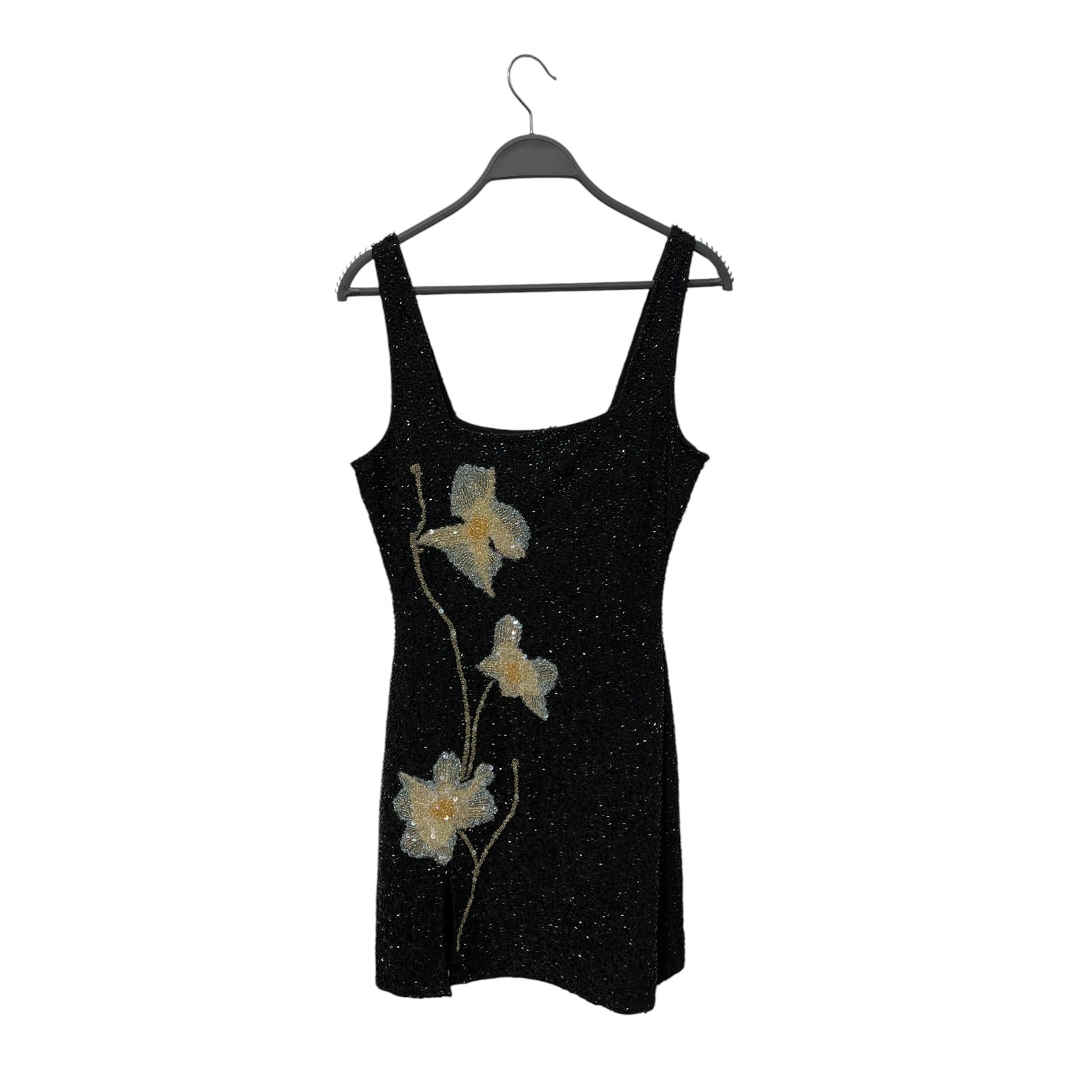 STAUD/SL Dress/S/Floral Pattern/Nylon/BLK/Mini Length/LE SABLE beaded floral view 1