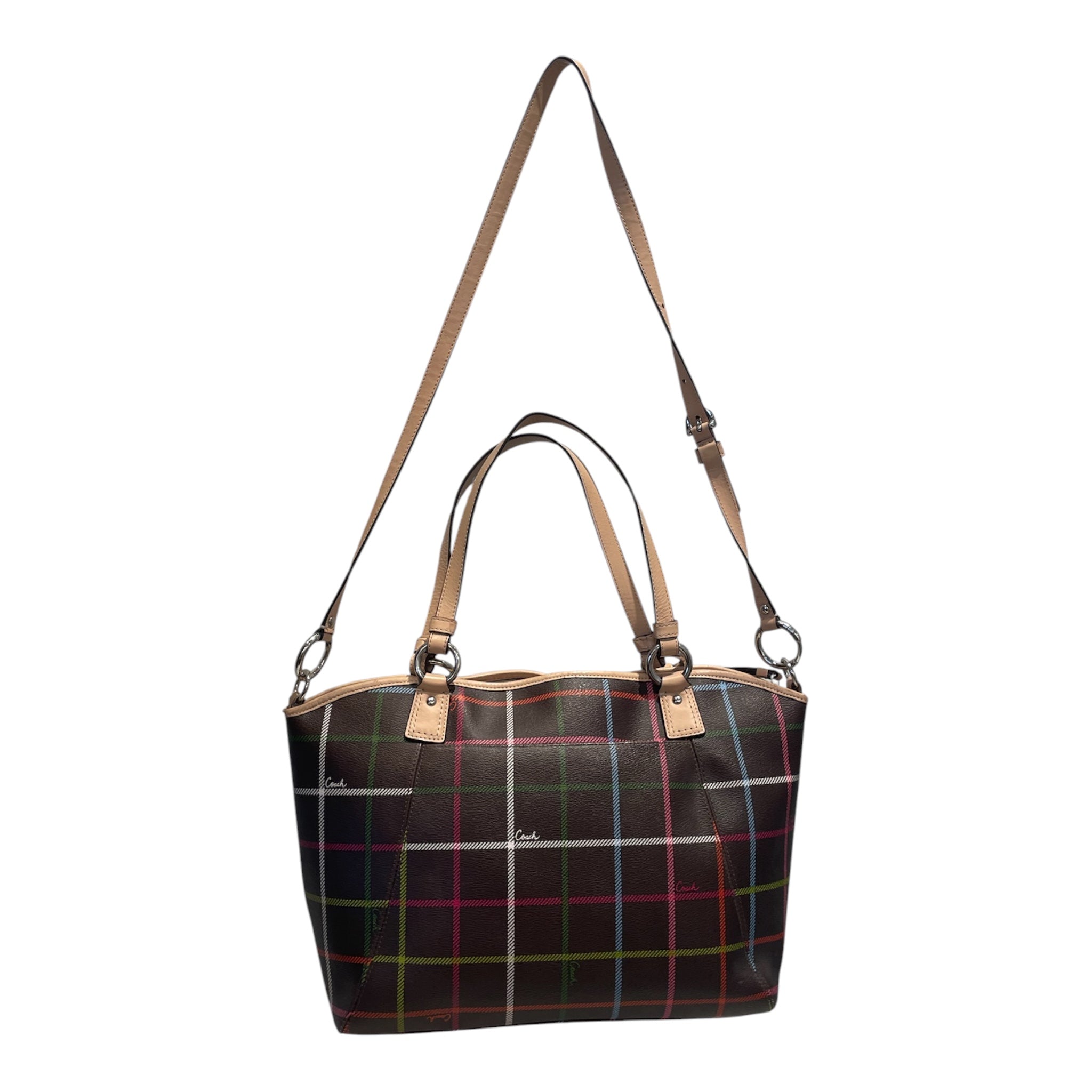COACH/Tote Bag/Plaid/Leather/BRW/Peyton Tattersall view 2