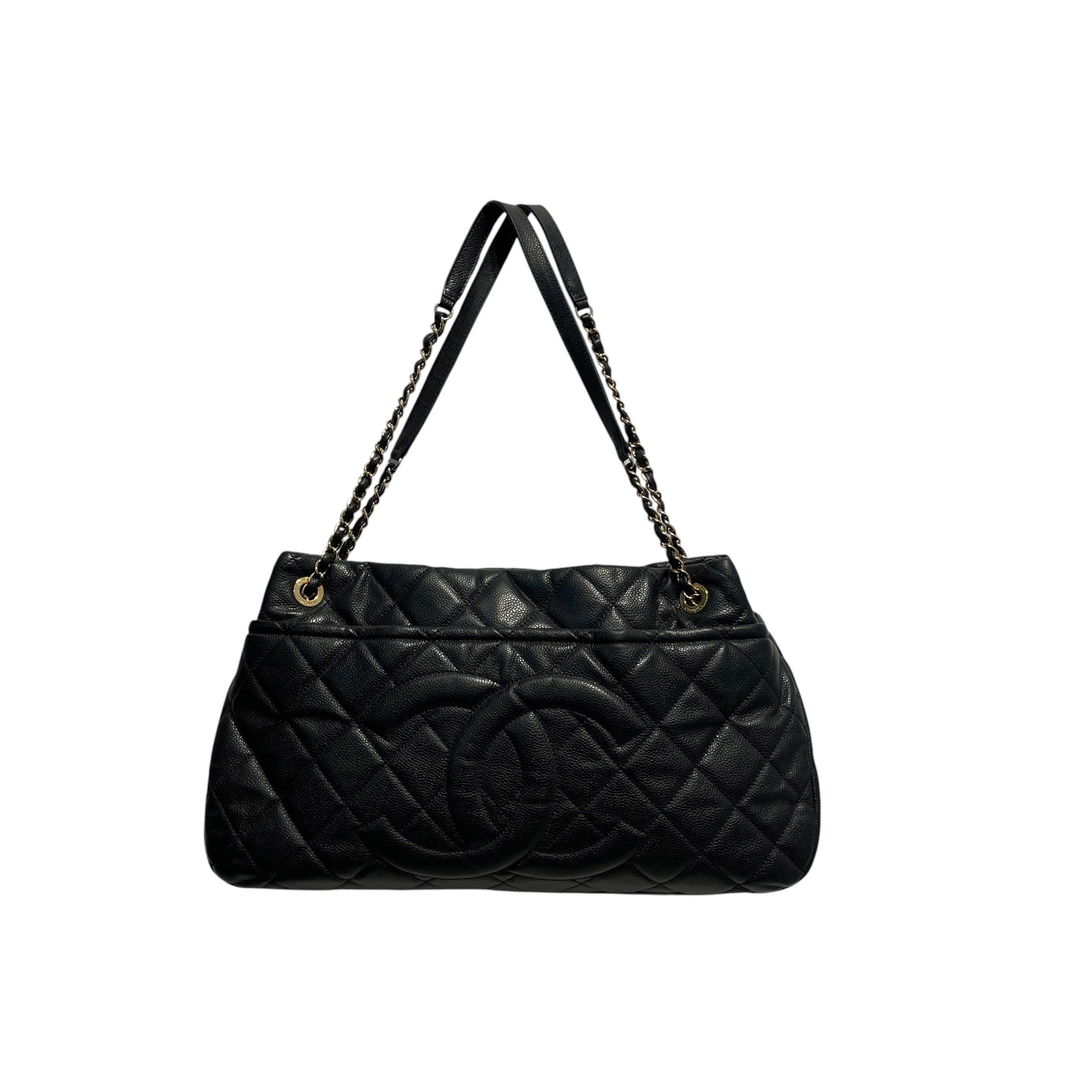 CHANEL/Tote Bag/Leather/BLK/CC/QUILTED/JUMBO view 1