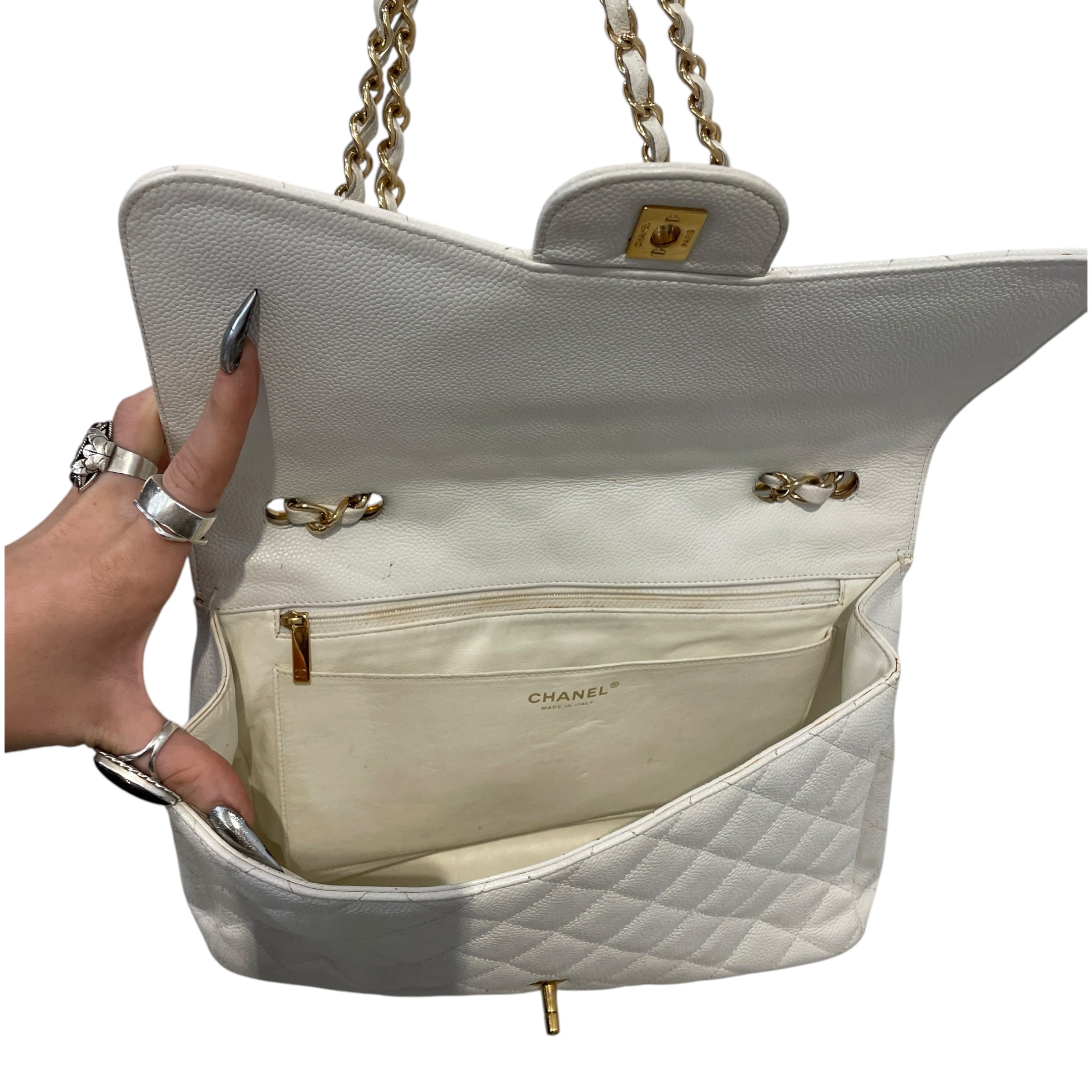 CHANEL/Hand Bag/Leather/WHT/quilted single flap rq76b48 view 5