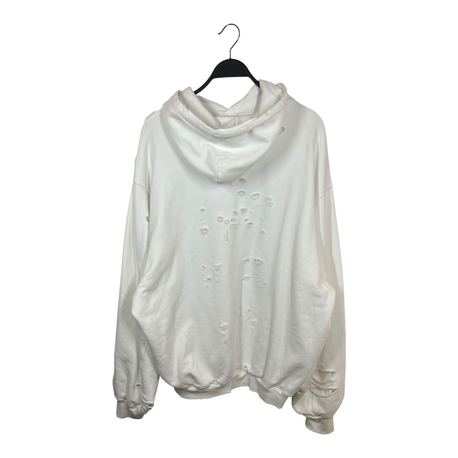 BALENCIAGA/Hoodie/S/Graphic/Cotton/WHT/DESTROYED HOODIE view 2