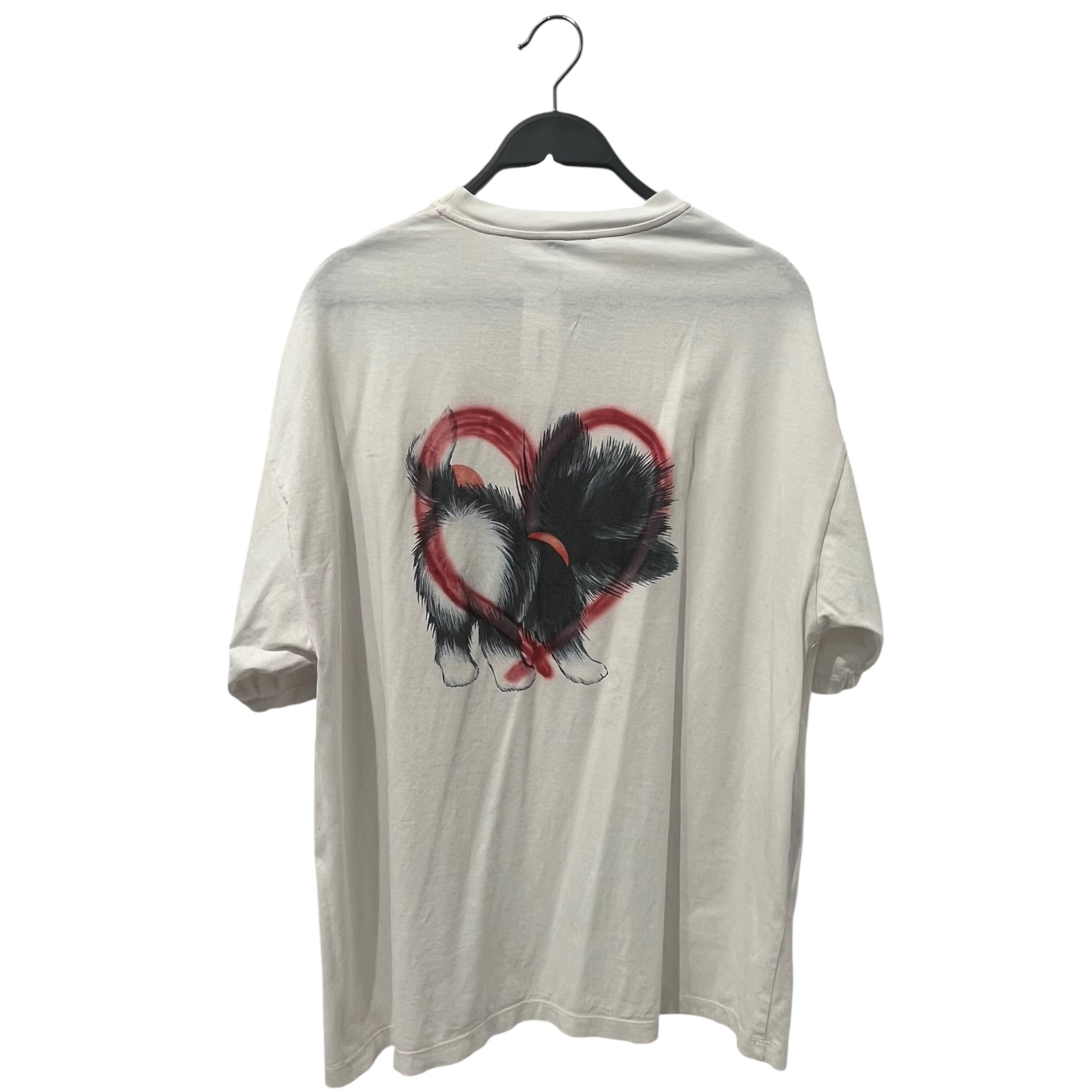 MIU MIU/T-Shirt/XS/Graphic/Cotton/WHT/red logo cat graphic frontback view 2