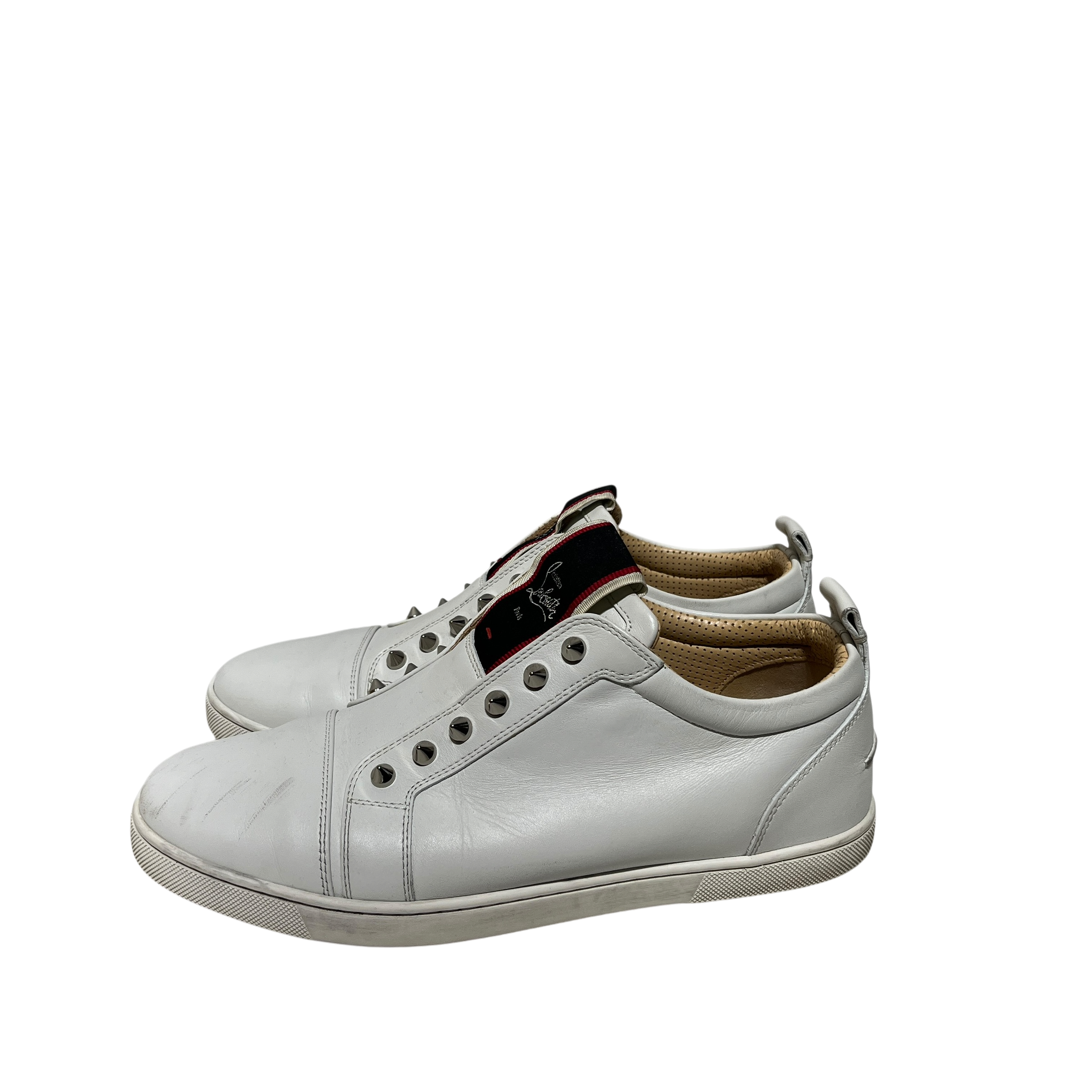 Christian Louboutin/Low-Sneakers/EU 42/Leather/WHT/STUDDED SLIP ON view 2