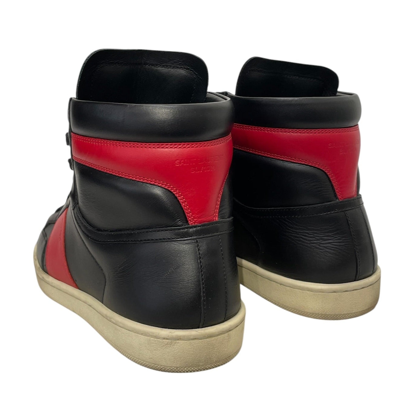 SAINT LAURENT/Hi-Sneakers/US 7/Cotton/BLK/Court Classic High Top BLK/RD view 2