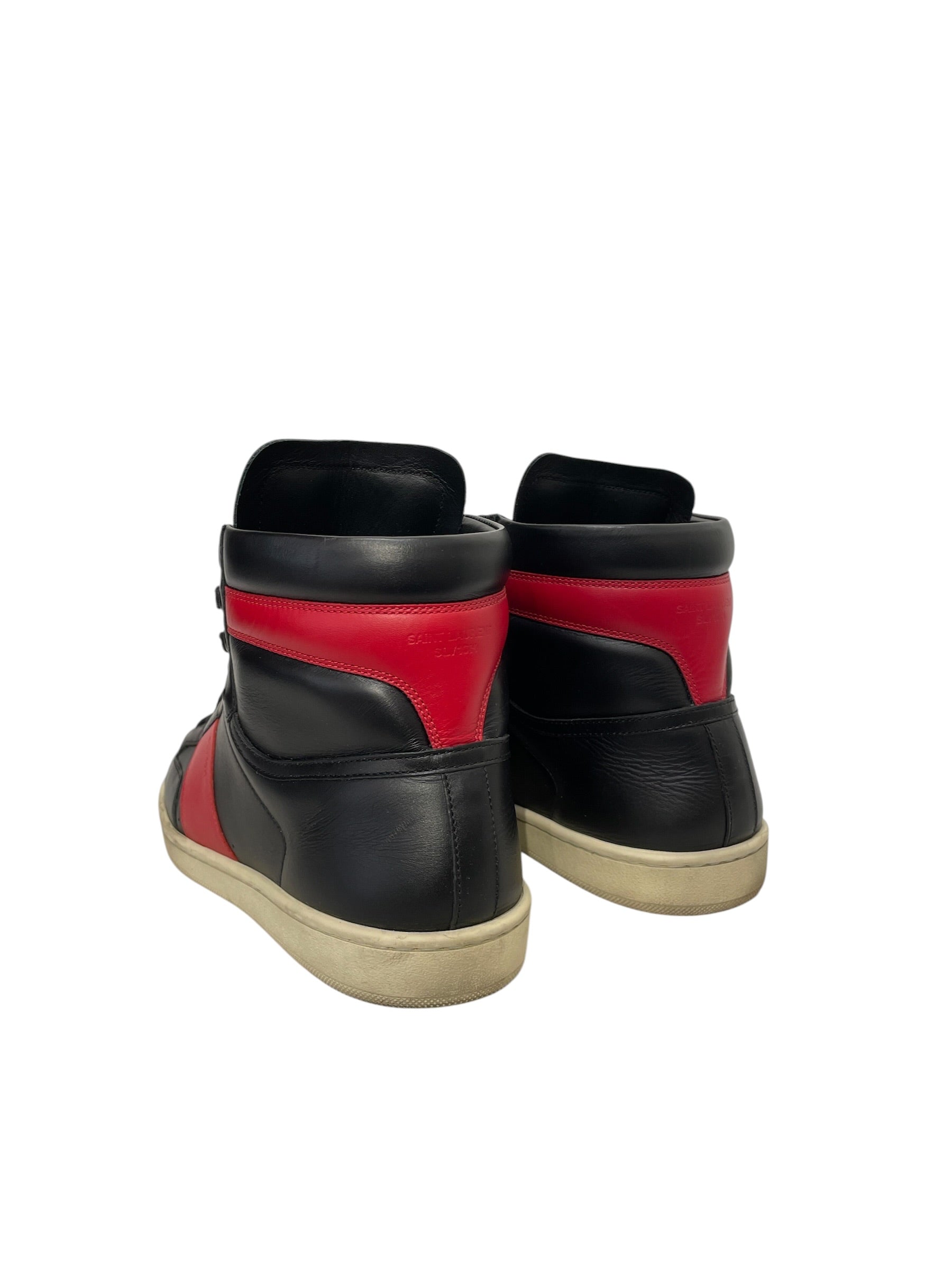 SAINT LAURENT/Hi-Sneakers/US 7/Cotton/BLK/Court Classic High Top BLK/RD view 3