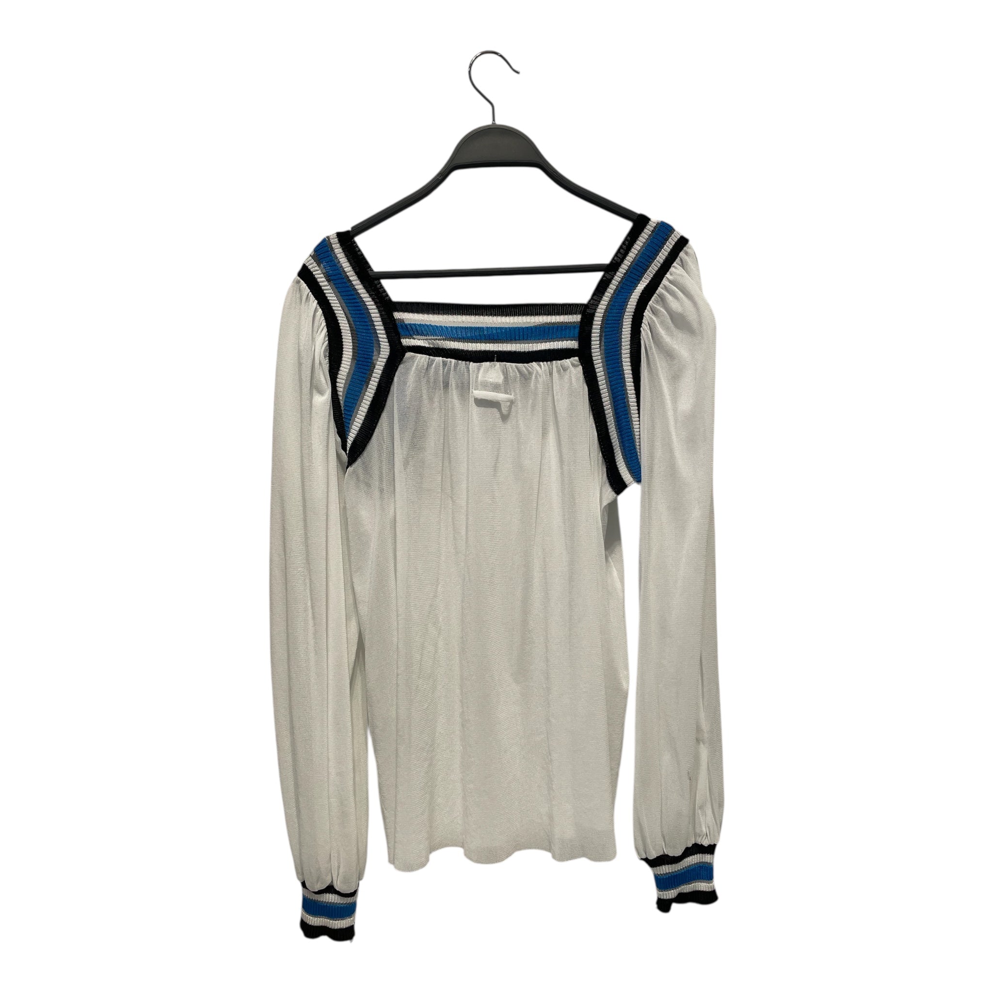 Jean Paul GAULTIER SOLEIL/Blouse/M/Silk/WHT/blu +black collar view 2