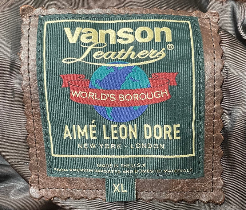VANSON/AIME LEON DORE/Leather Jkt/XL/Leather/BRW/Graphic/SKELETON ON FUR