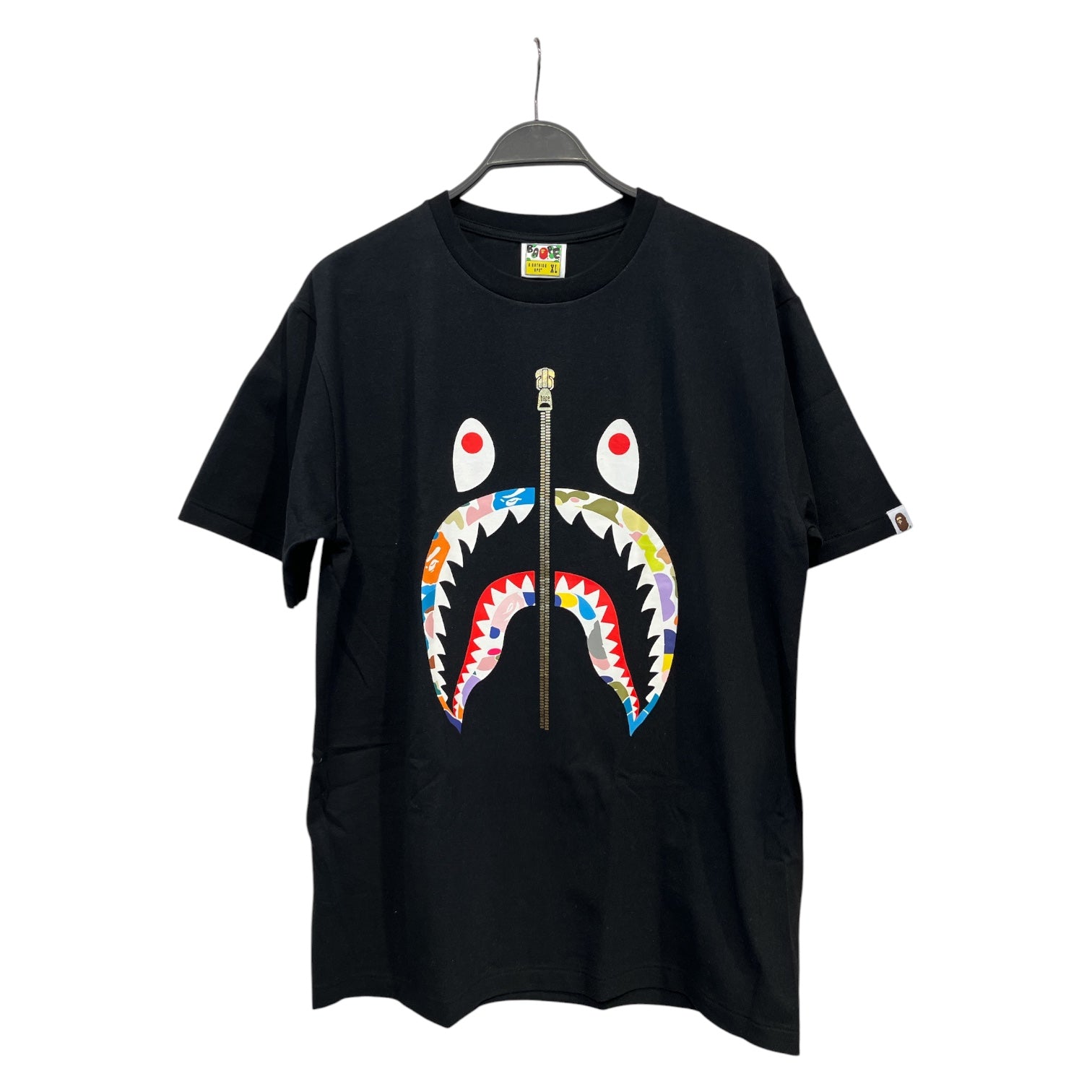 A BATHING APE/T-Shirt/XL/Cotton/BLK/MULTI CAMO SHARK TEE view 1