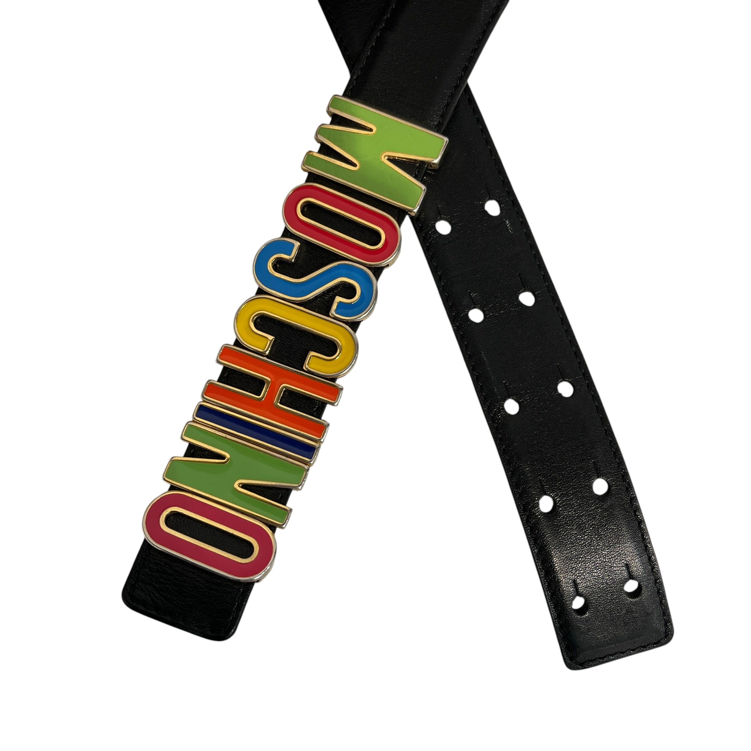 MOSCHINO/Belt/Leather/BLK/M's/Rainbow Logo view 2
