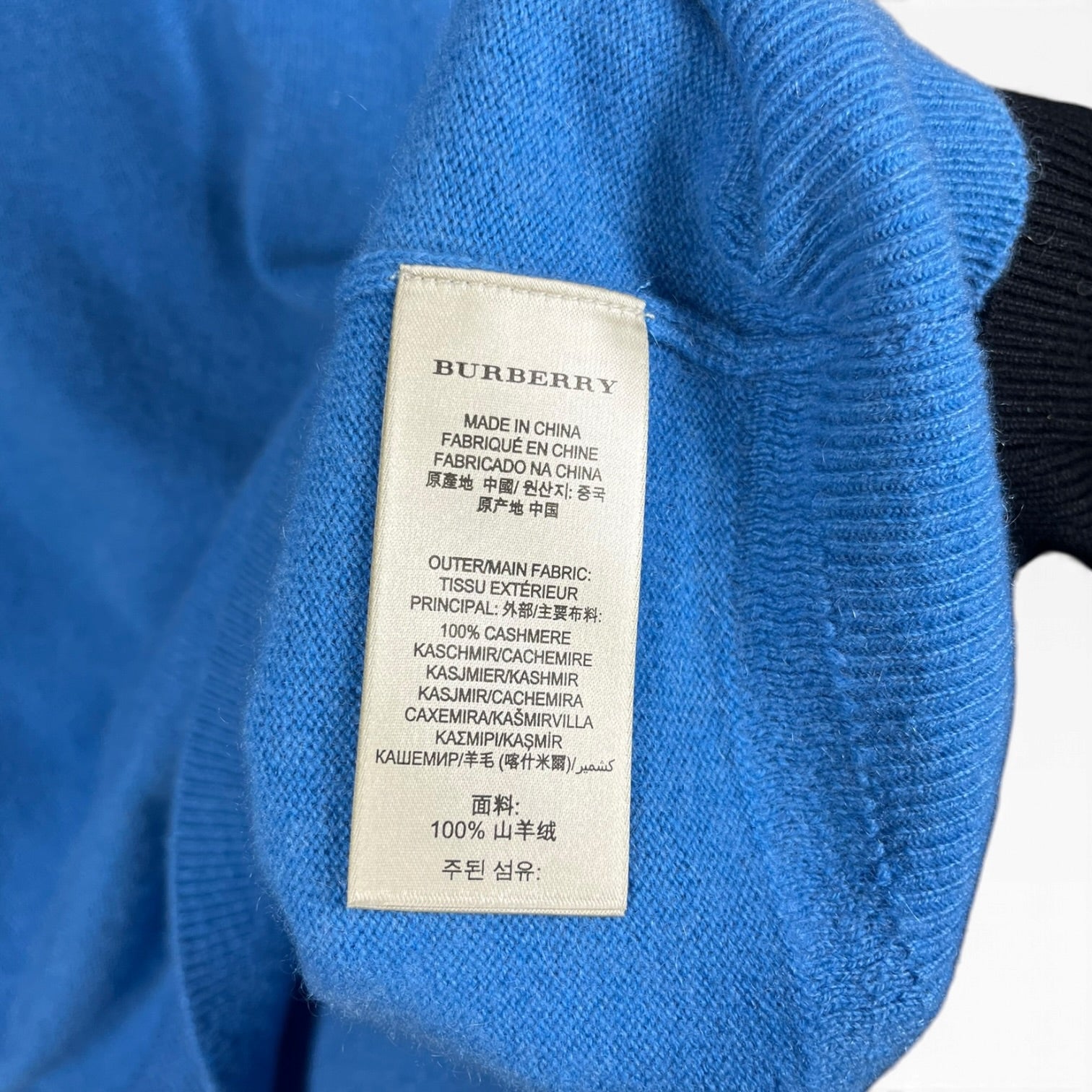 BURBERRY BRIT/Sweater/M/Cashmere/BLU/Burberry Logo Sweater view 4