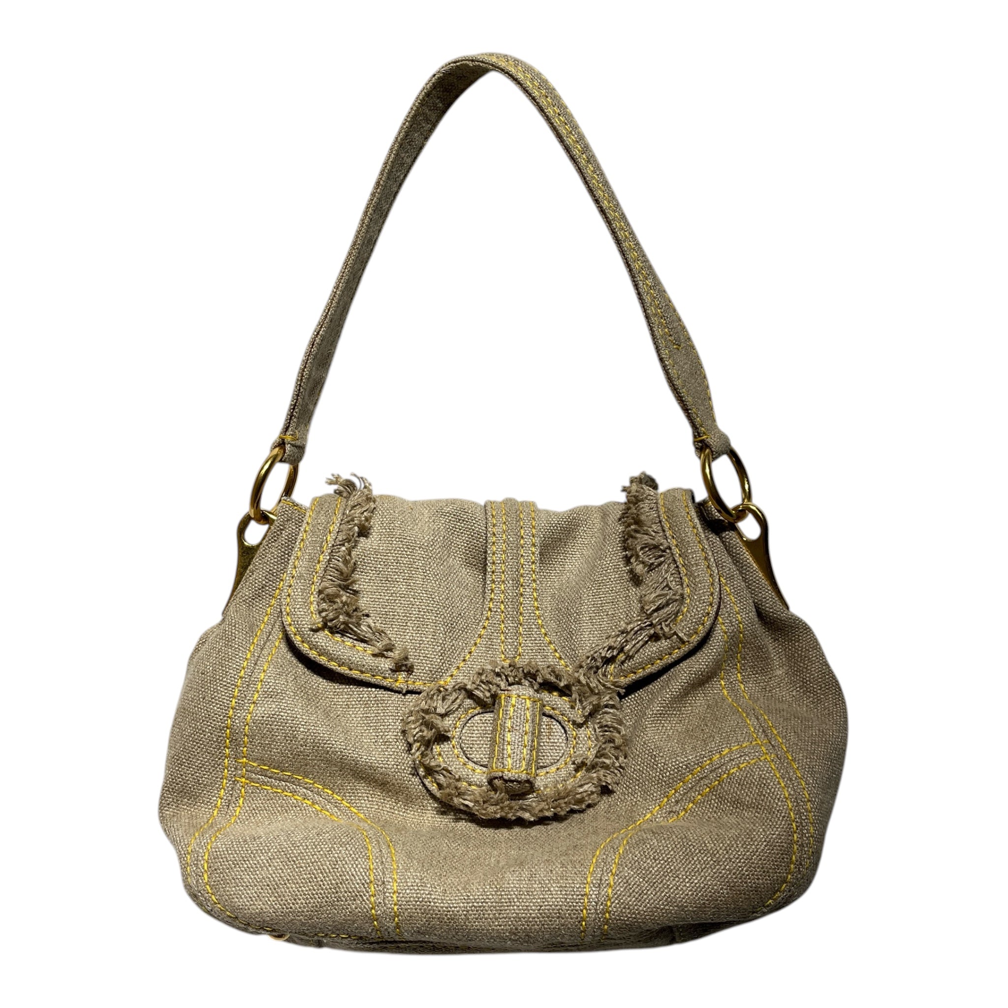 PRADA/Hand Bag/Tweed/BEG/fringe shoulder bag view 1