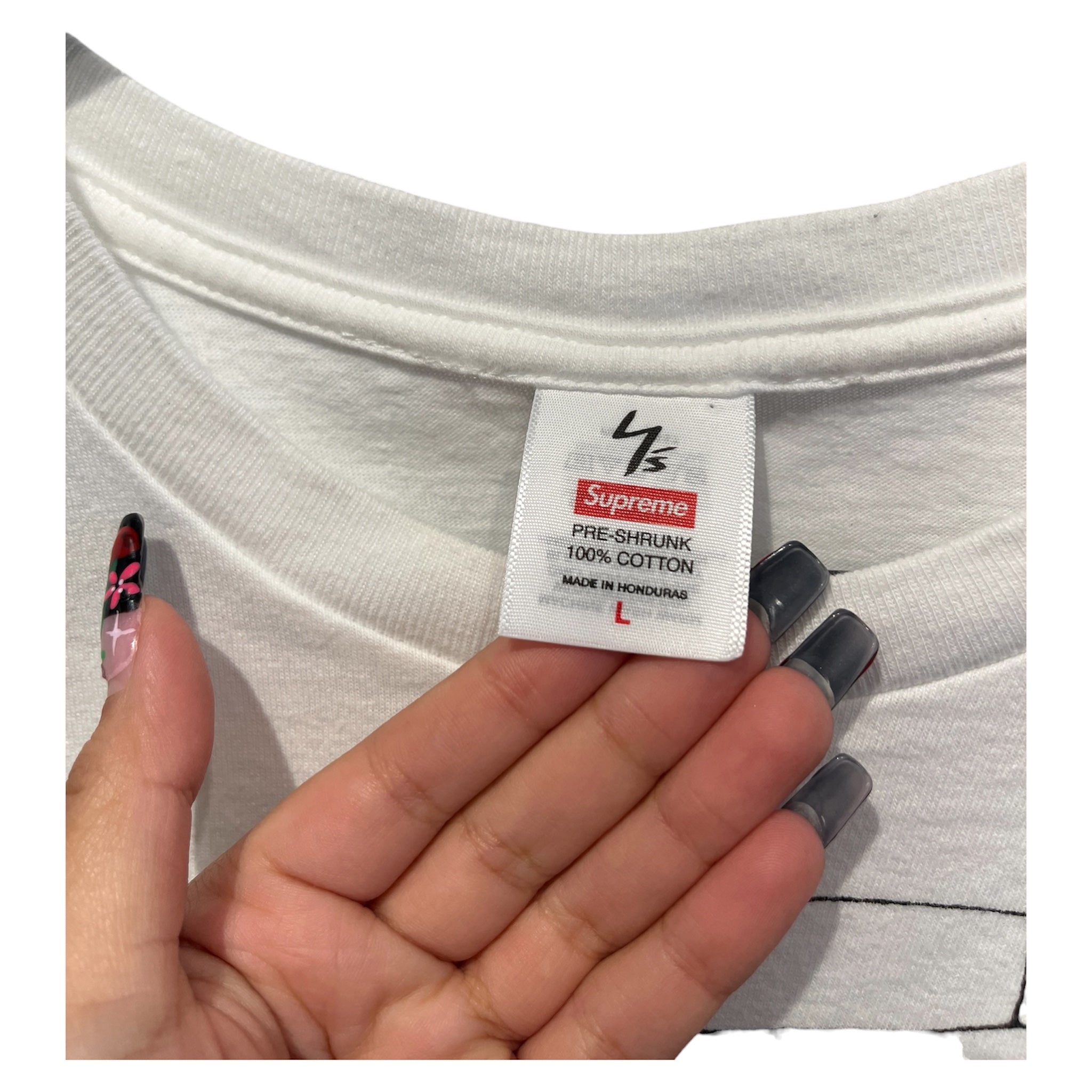 Supreme/YOHJI YAMAMOTO/T-Shirt/L/Cotton/WHT/High Neck/Graphic/Thinker T-Shirt view 3
