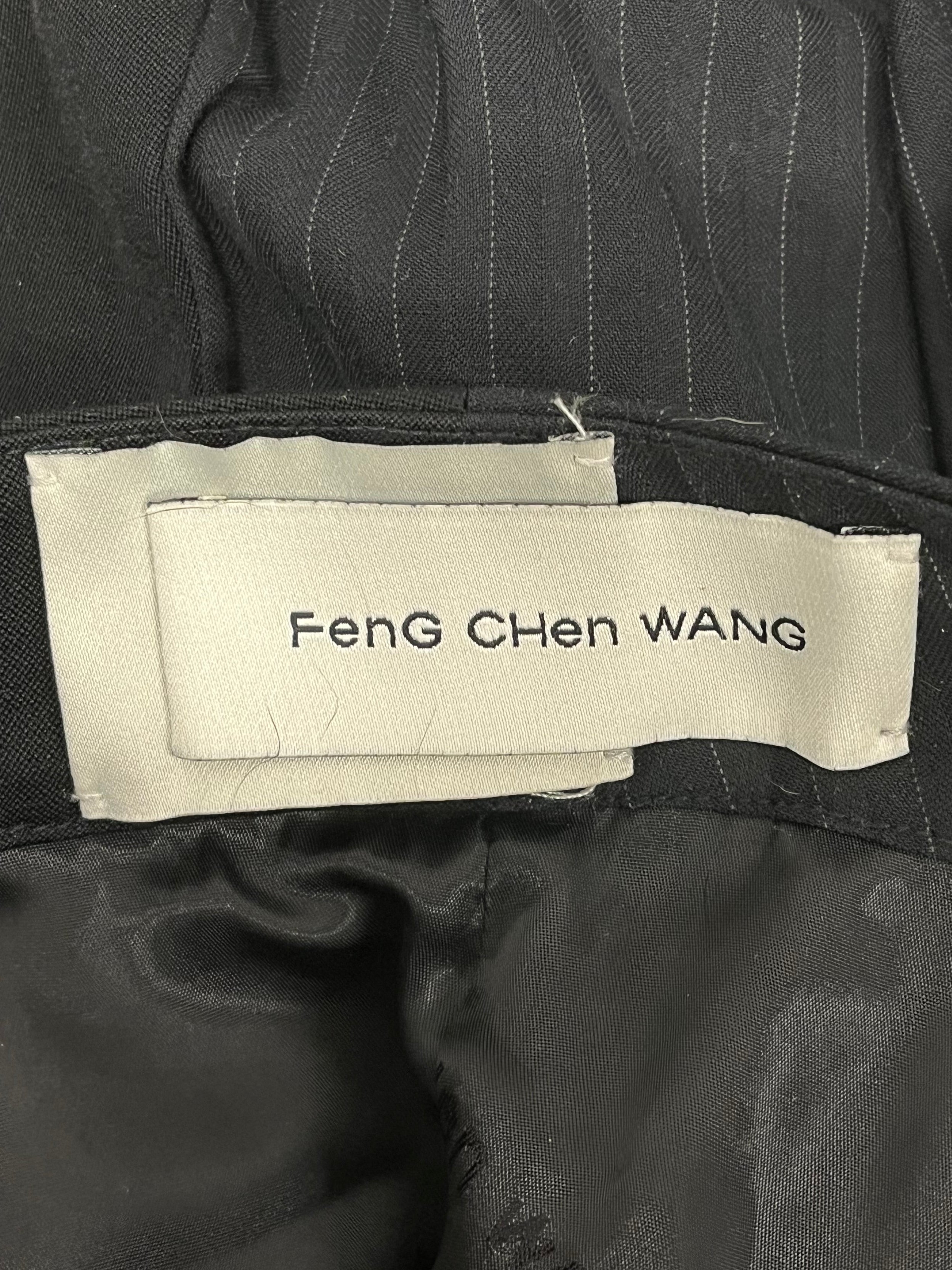 Feng Chen Wang/Long Skirt/M/Stripe/Cotton/BLK/Pleated/AYSYMETRIC PLEAETED PCKT view 3