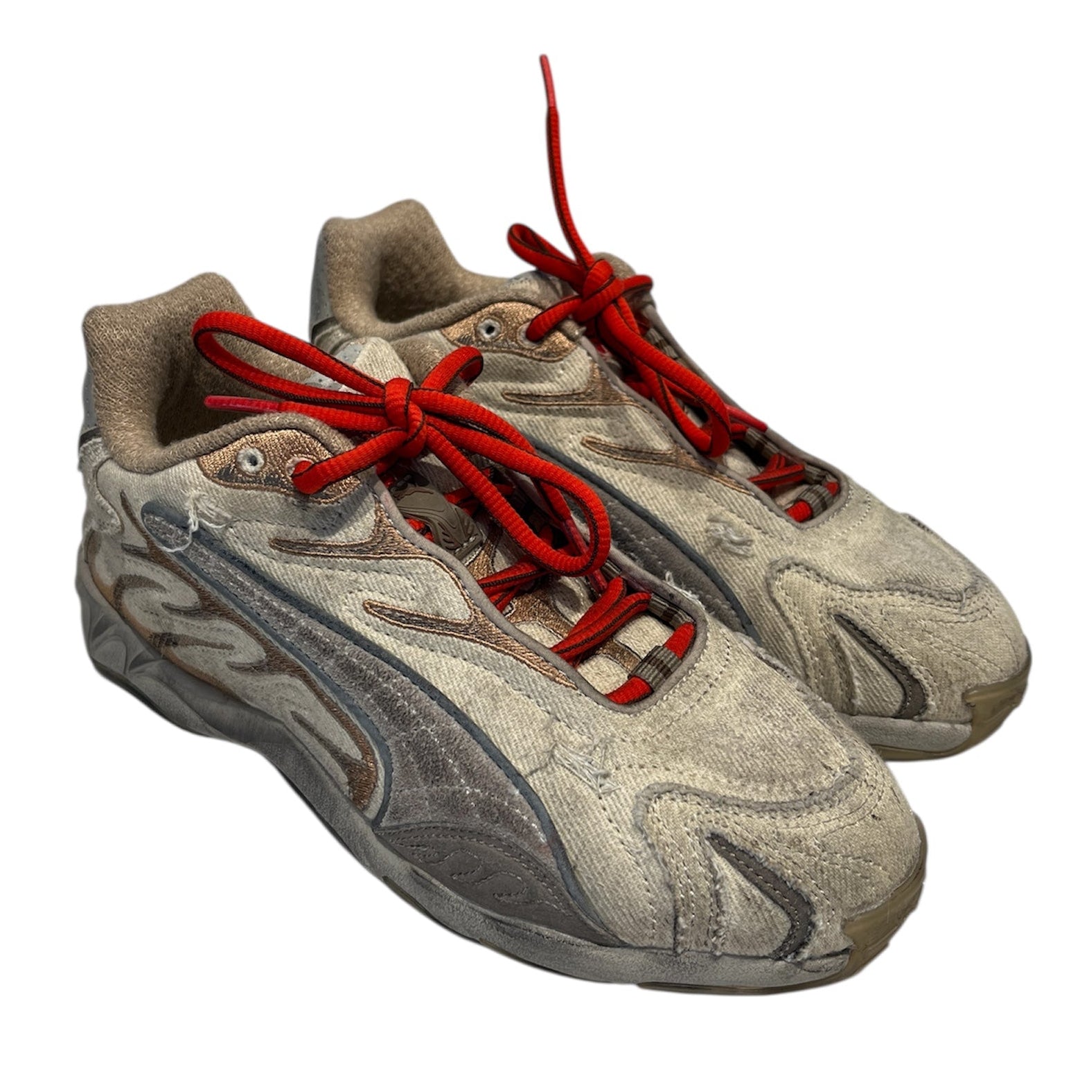 PUMA/Low-Sneakers/US 5/Cotton/BEG/AWGEDISTRESSED view 1