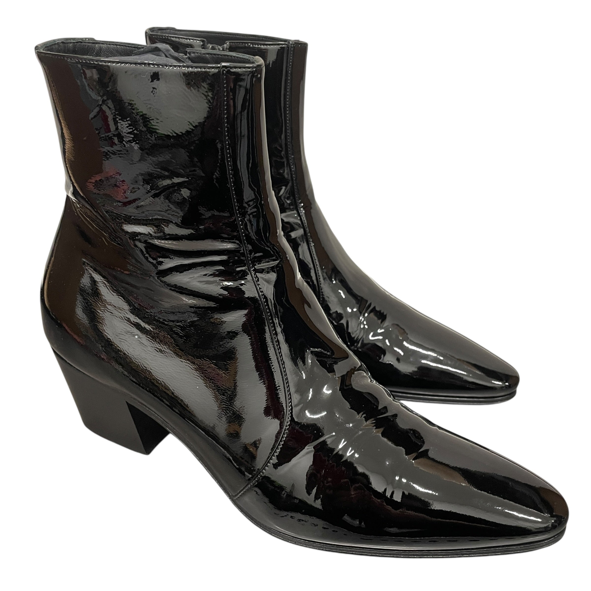 SAINT LAURENT/Boots/US 9/BLK/PATENT SIDE ZIP BOOT/HEELED view 1