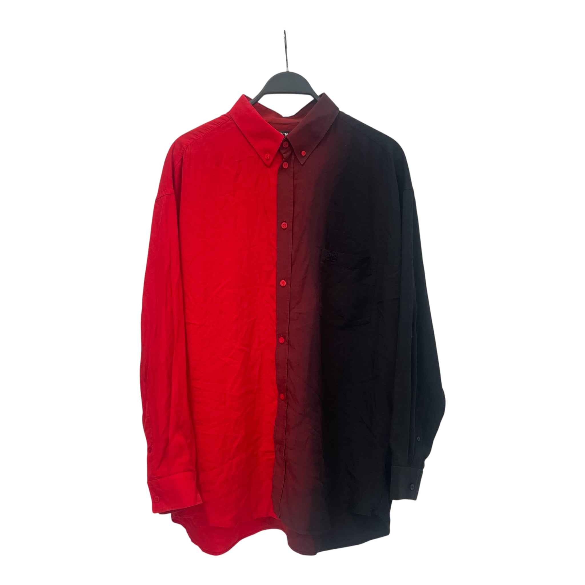 BALENCIAGA/LS Shirt/L/Linen/BLK/Hombre Check/Red/black Gradient view 1