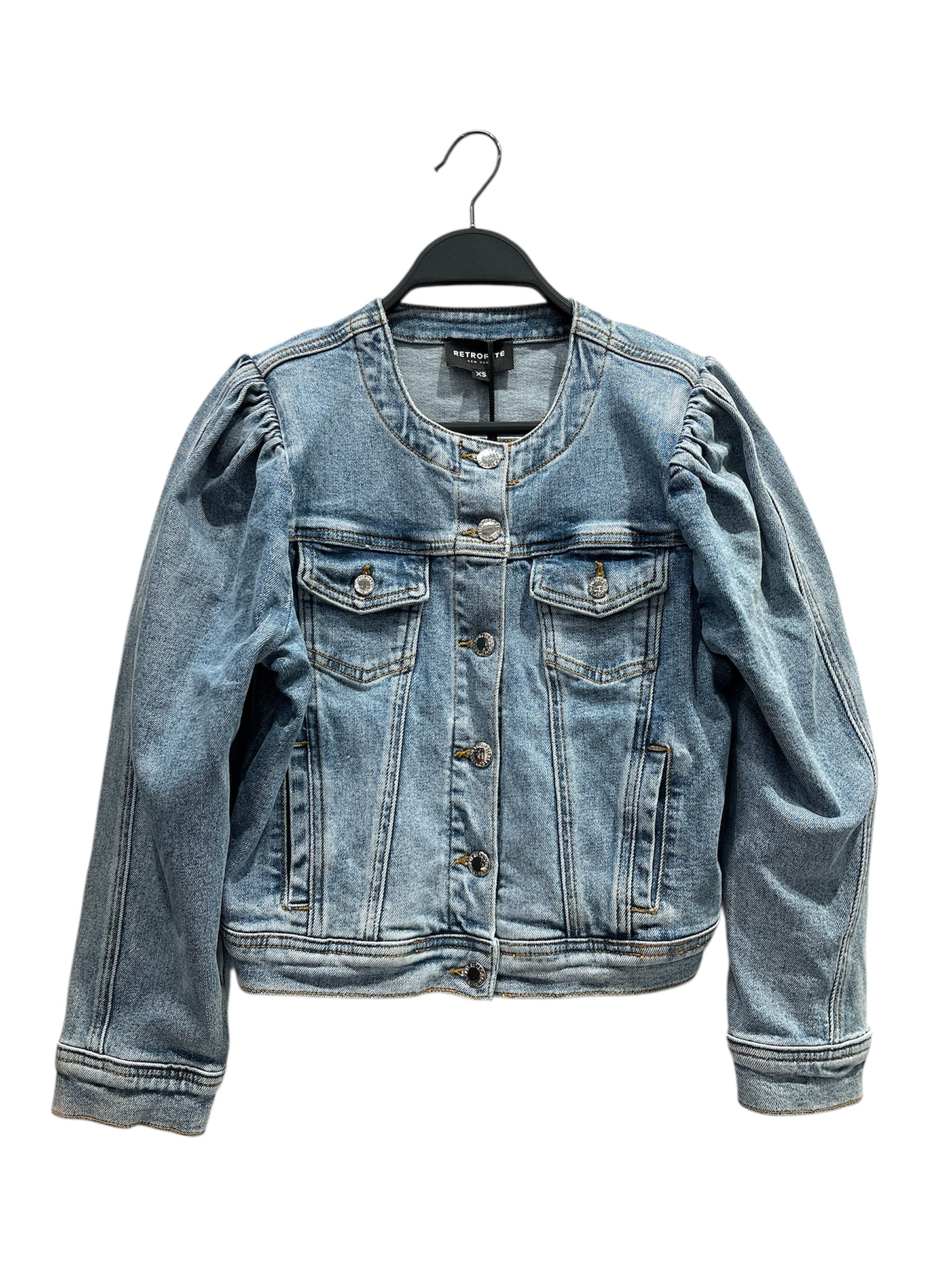retrofete/Denim Jkt/XS/Cotton/BLU/PADDED SHOULDER + CROPPED view 1