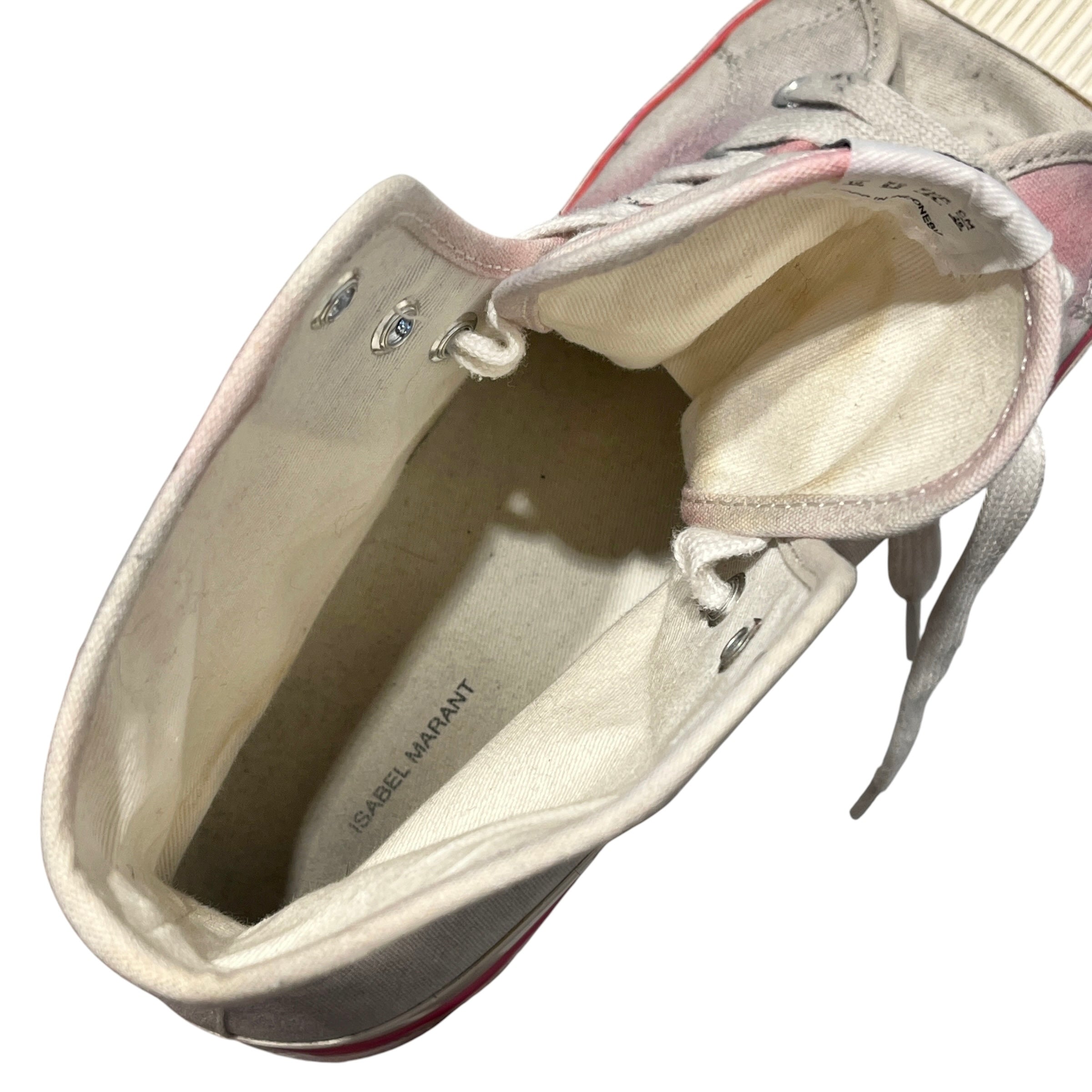 ISABEL MARANT/Hi-Sneakers/US 10/Graphic/Cotton/CRM/pink outline green logo view 3