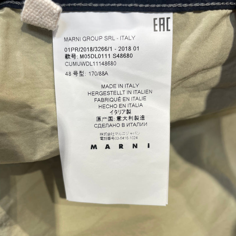 MARNI/SS Shirt/48/Cotton/NVY/Western/Stripe/mo5dl0111
