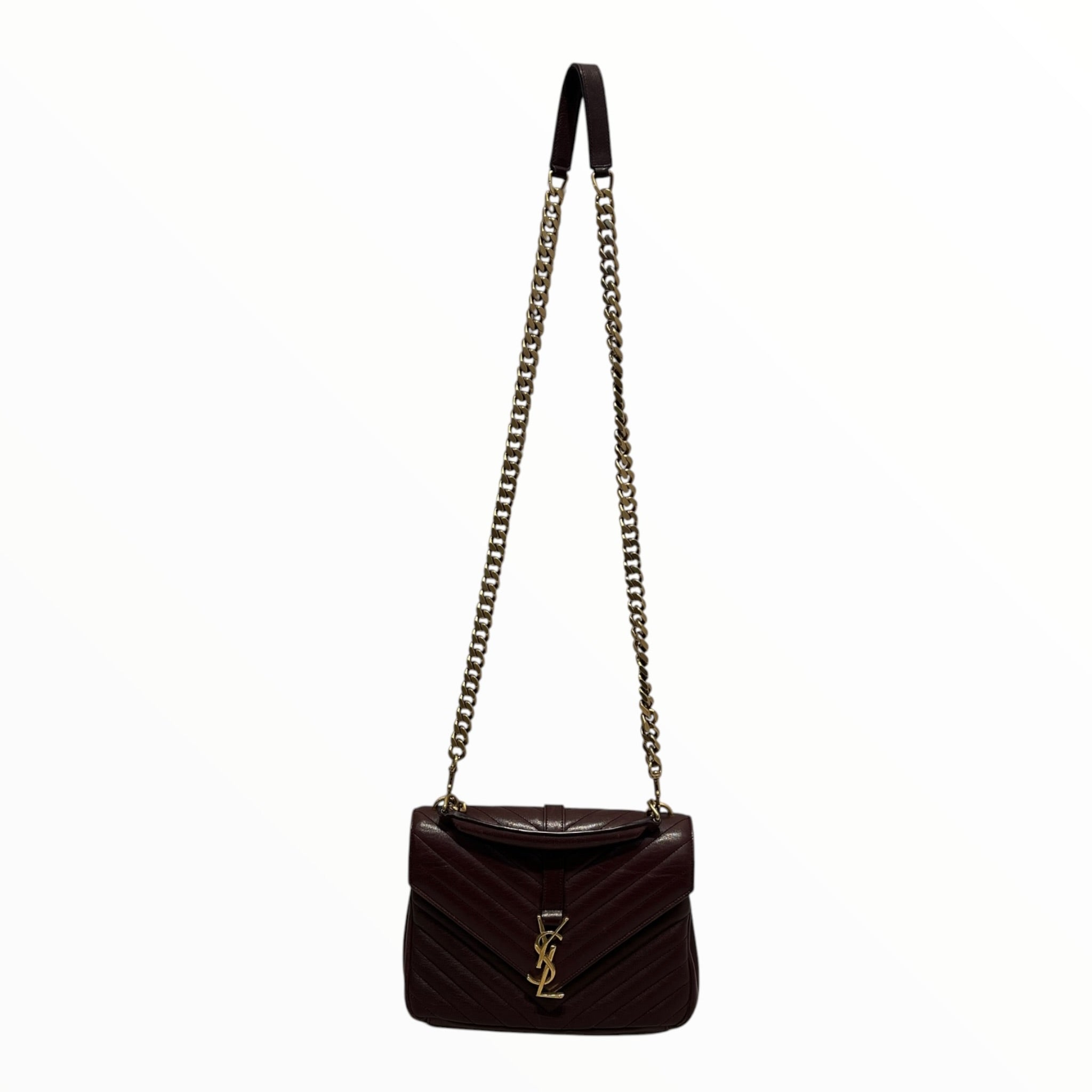 YVES SAINT LAURENT/Cross Body Bag/Leather/BRD/Quilted Chevron College view 1