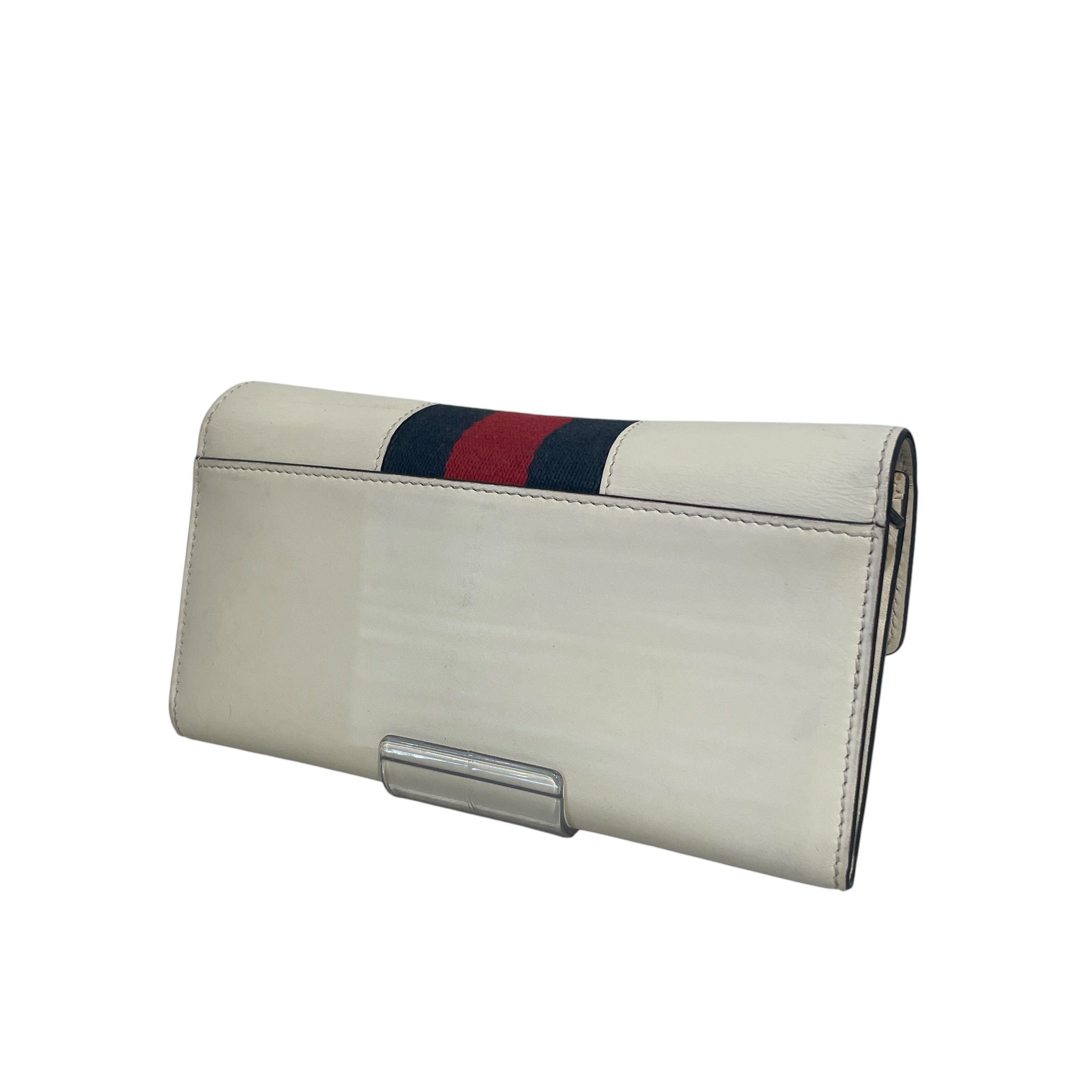 GUCCI/Bifold Wallet/Leather/WHT/L's/Gucci Stripped Bifold wallet view 2