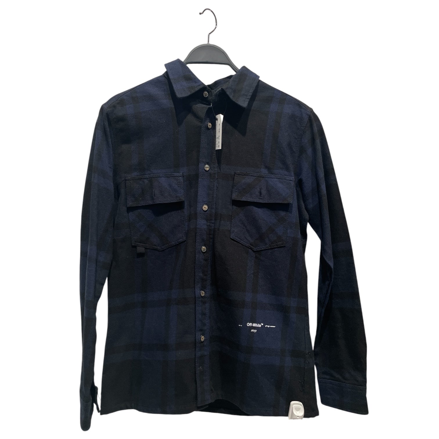 OFF-WHITE/Flannel Shirt/S/Cotton/NVY/Plaid/Off White Bead Tassels view 1