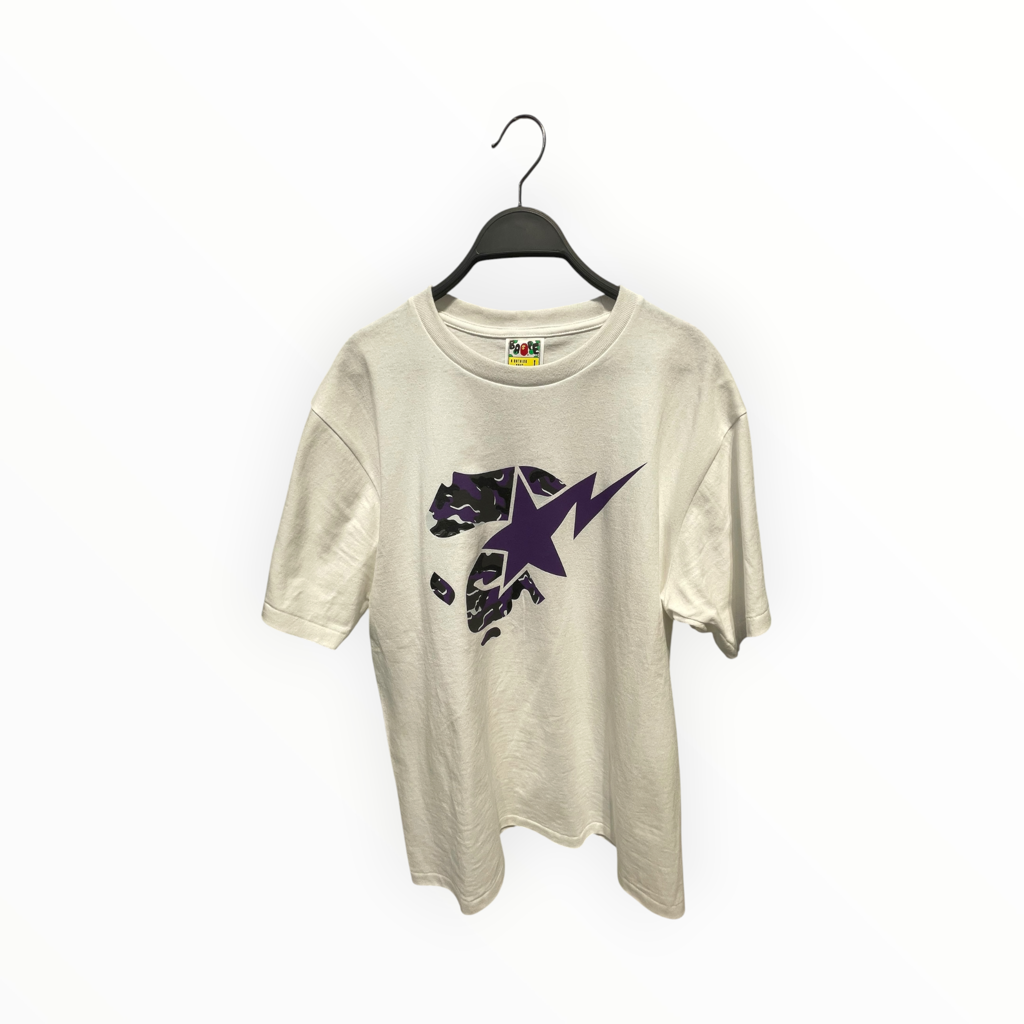 A BATHING APE/T-Shirt/L/Cotton/WHT/Camouflage/PURPLE APE view 1