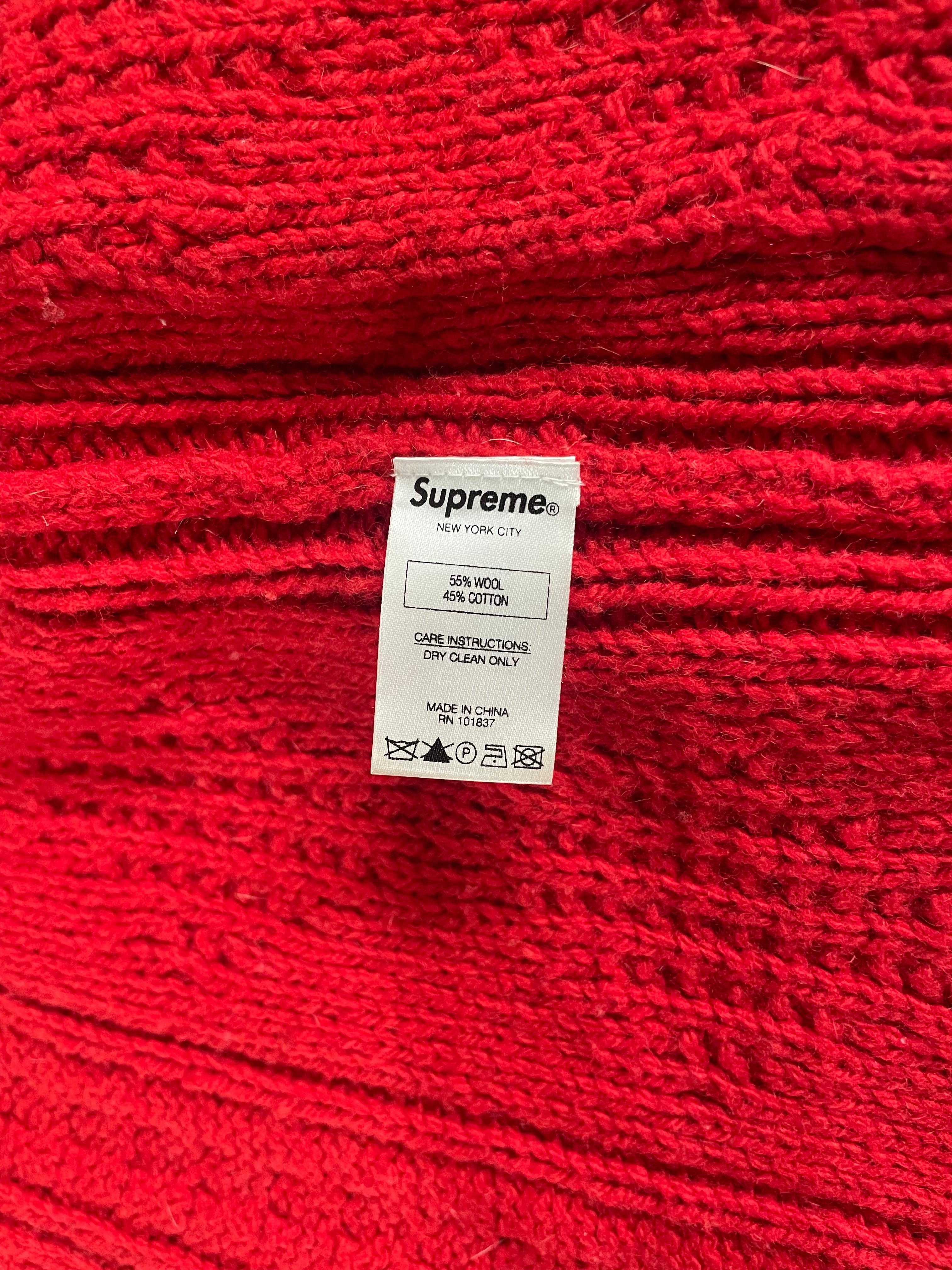 Supreme/Cardigan/M/Wool/RED/CABLE KNIT CARDIGAN FW16 view 4