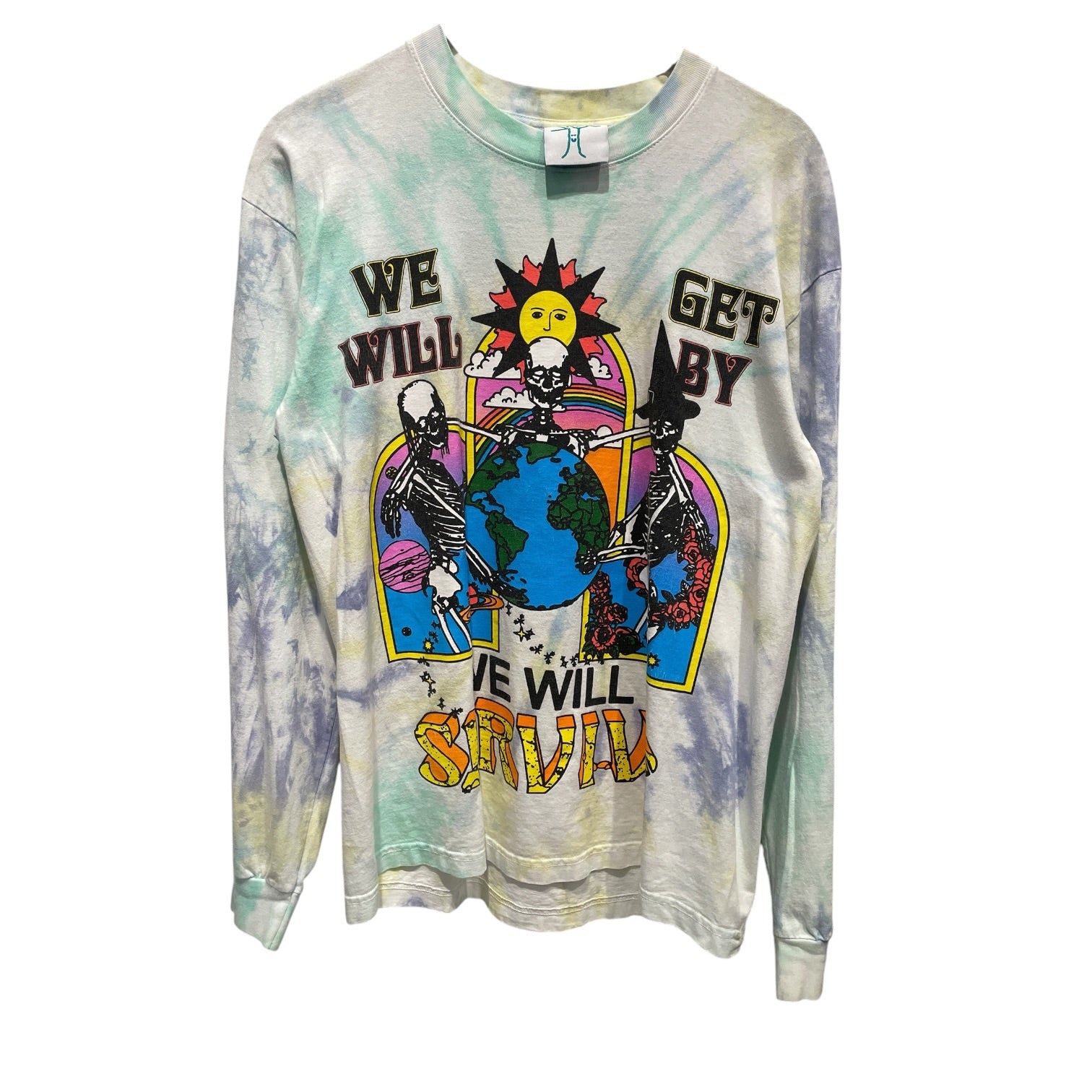 Online Ceramics/LS T-Shirt/M/Cotton/MLT/All Over Print/WE WILL GET BY/ SURVIVE view 1
