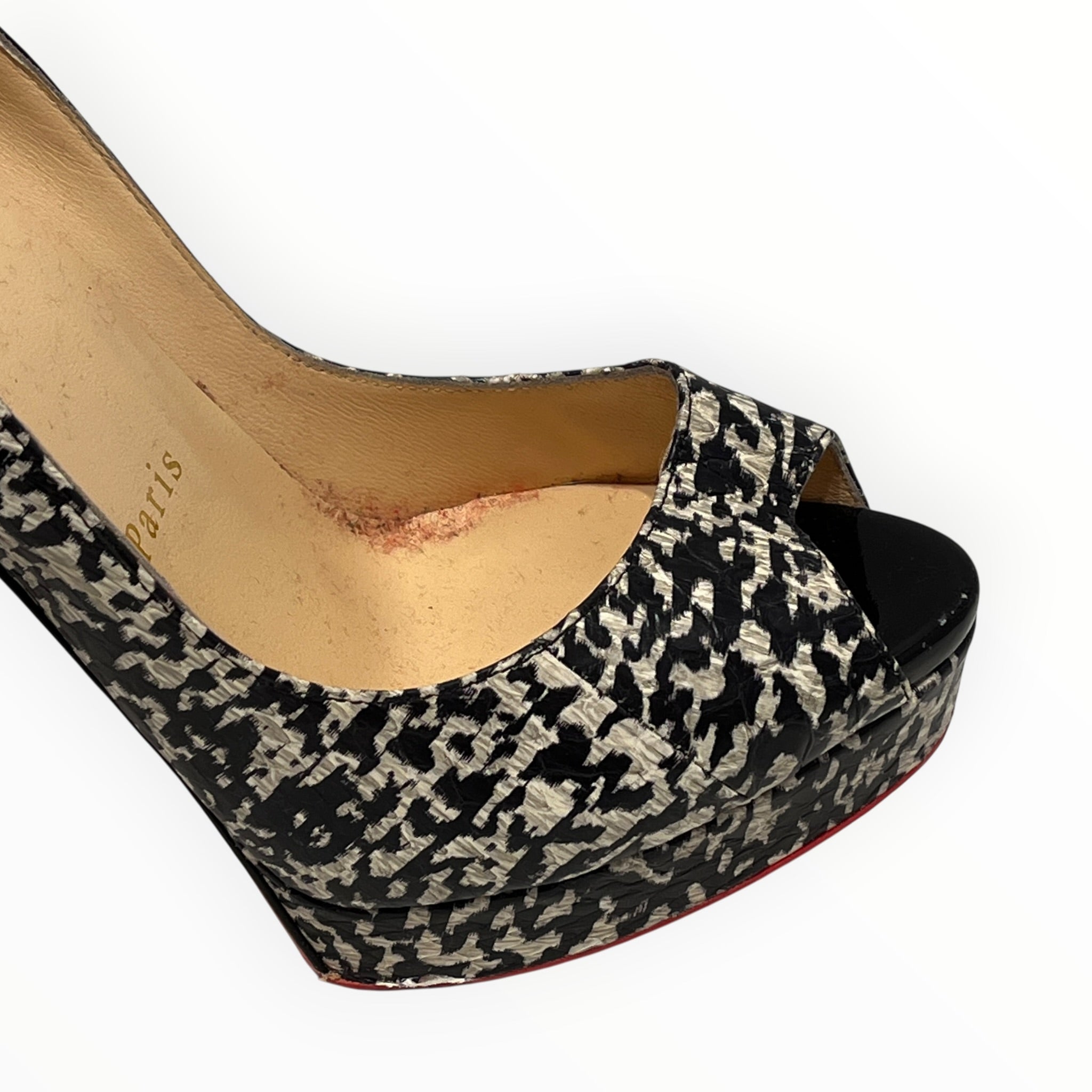Christian Louboutin/Heels/EU 36.5/Animal Pattern/BLK/PYTHON MONOGRAM view 6