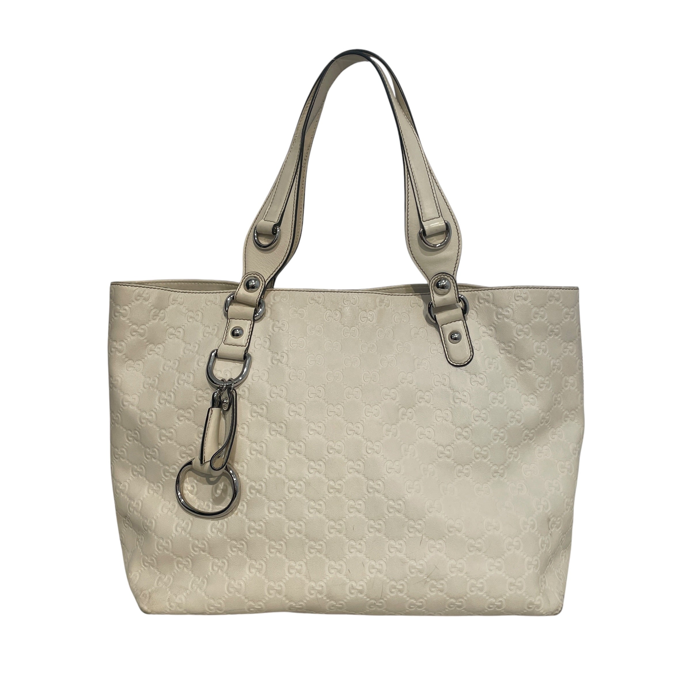 GUCCI/Tote Bag/Monogram/Leather/WHT/Horsebit 1955 leather view 1