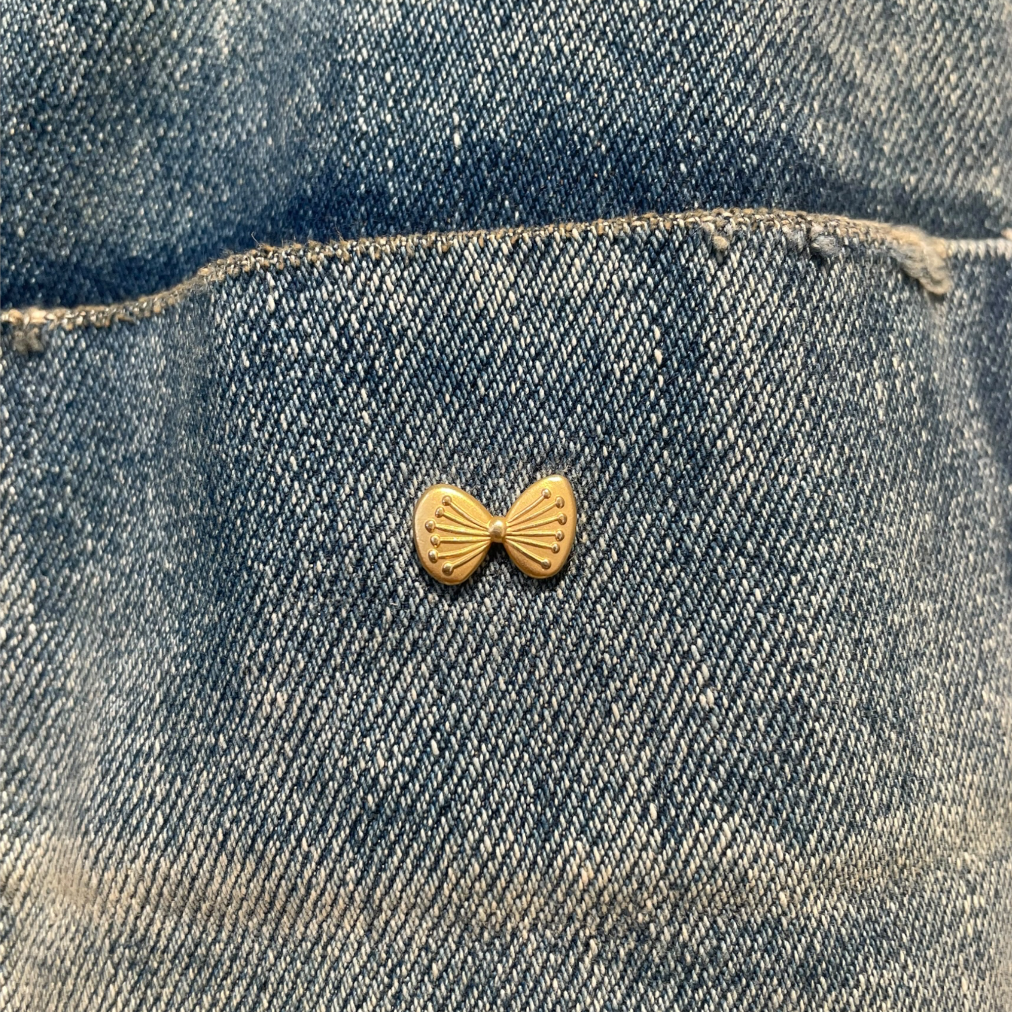 mina perhonen/Wide Leg Pants/38/Denim/IDG/Button Fly/GOLD BOW DEATIL ON BACK POCKET view 6