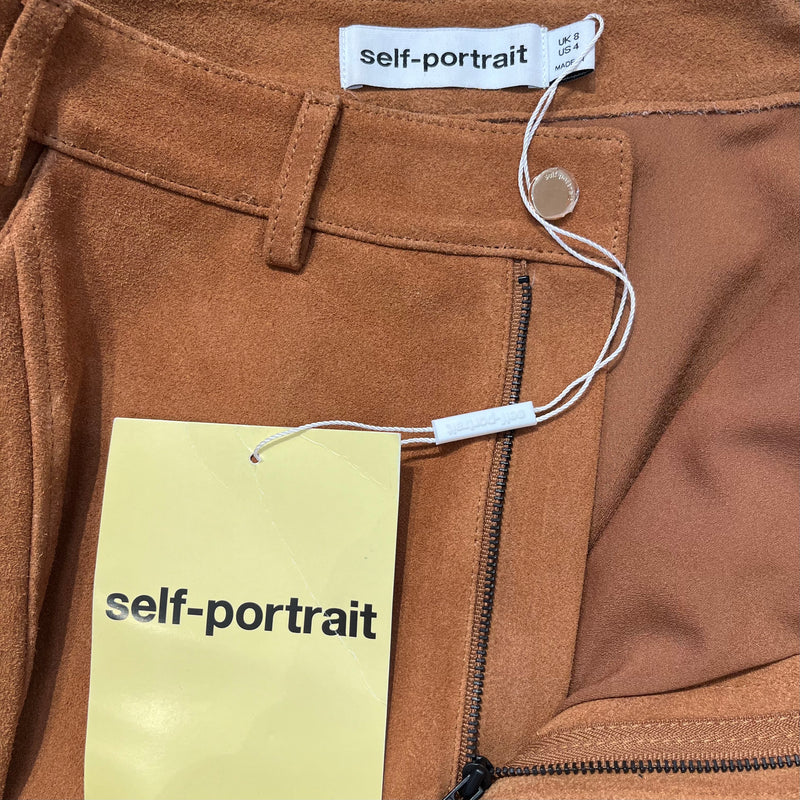 self-portrait/Skirt/4/Suede/BRW/brown suede skirt