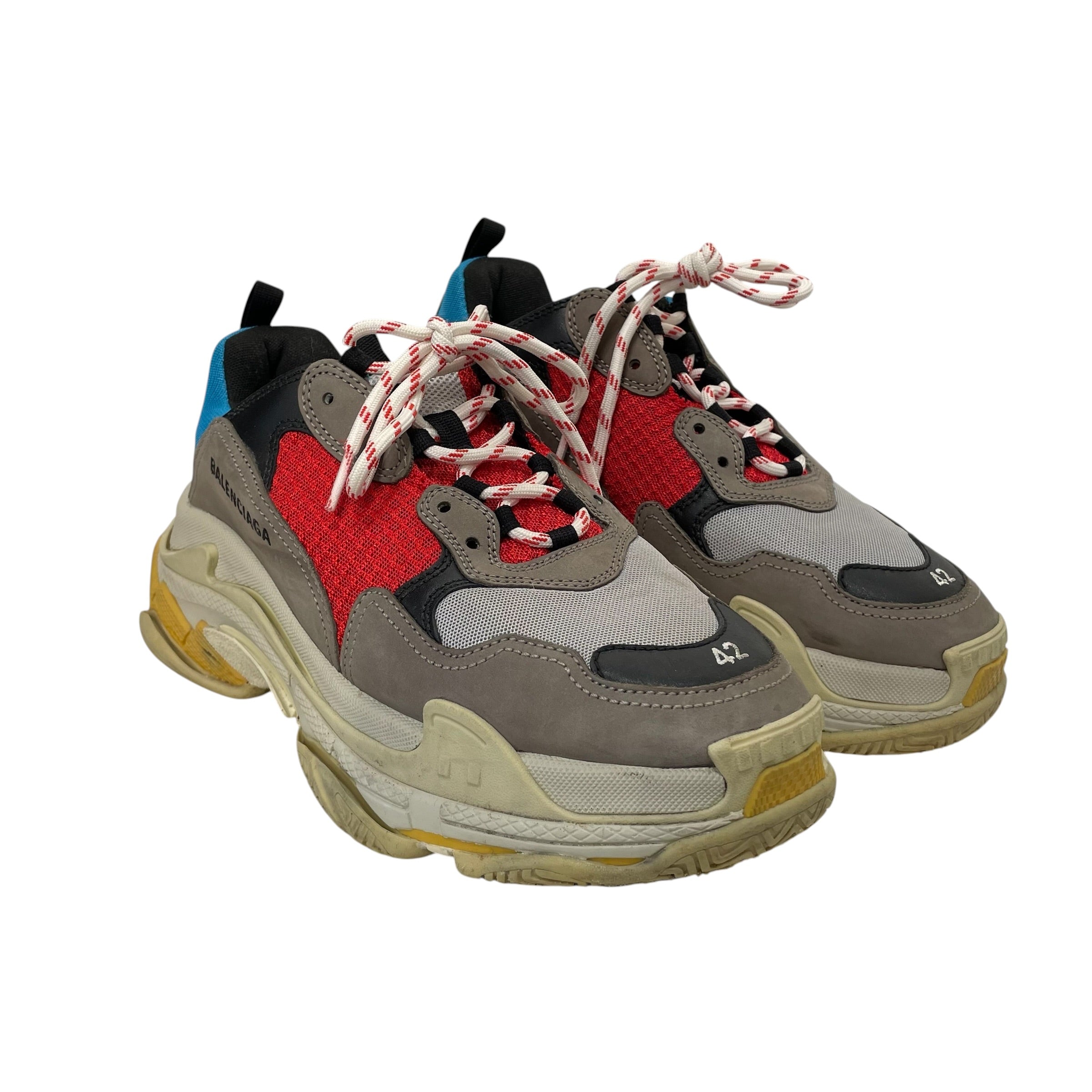 BALENCIAGA/Low-Sneakers/EU 42/MLT/triple s red blue gray view 1