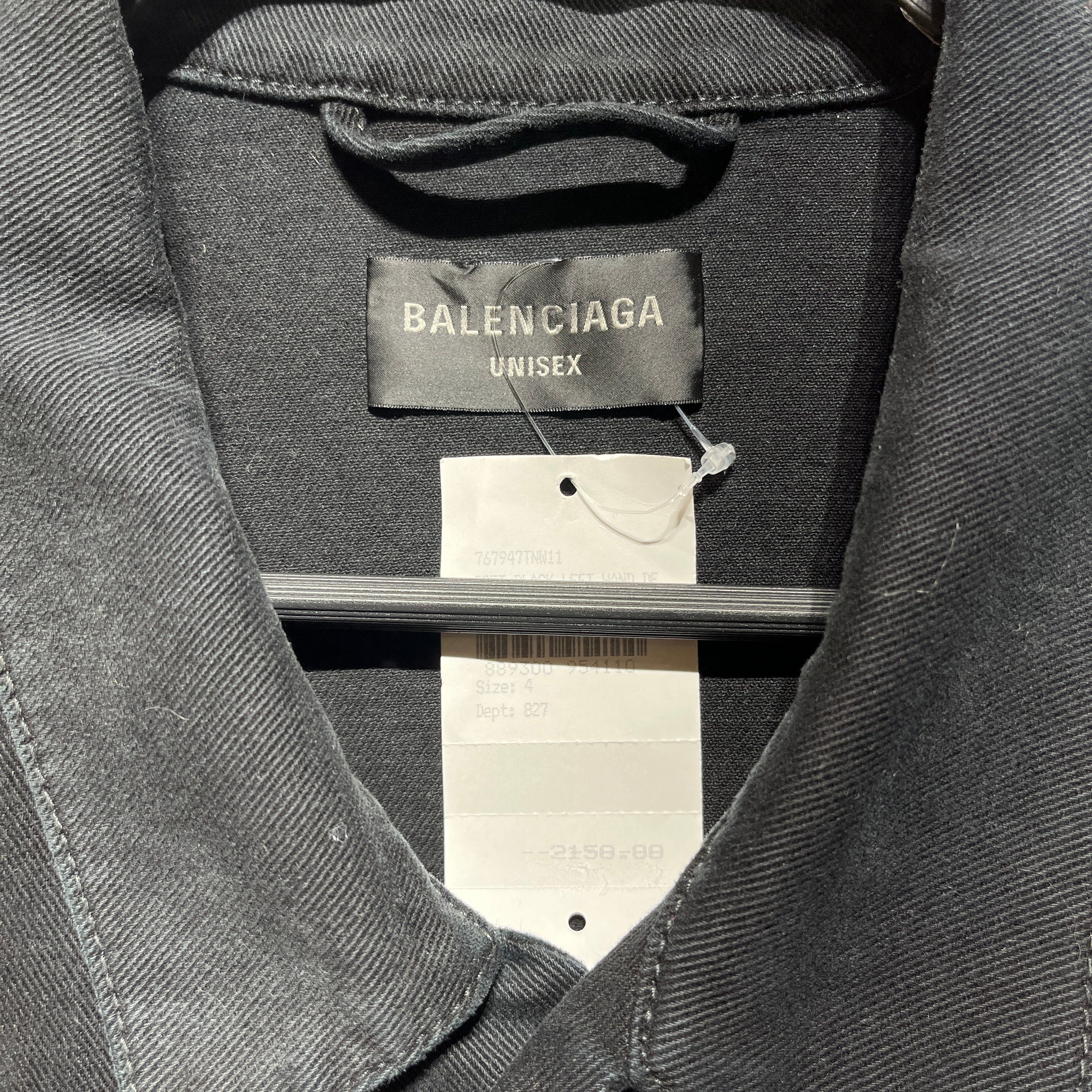 BALENCIAGA/Denim Jkt/L/Denim/BLK/OVERSIZED STICKER LABEL view 3