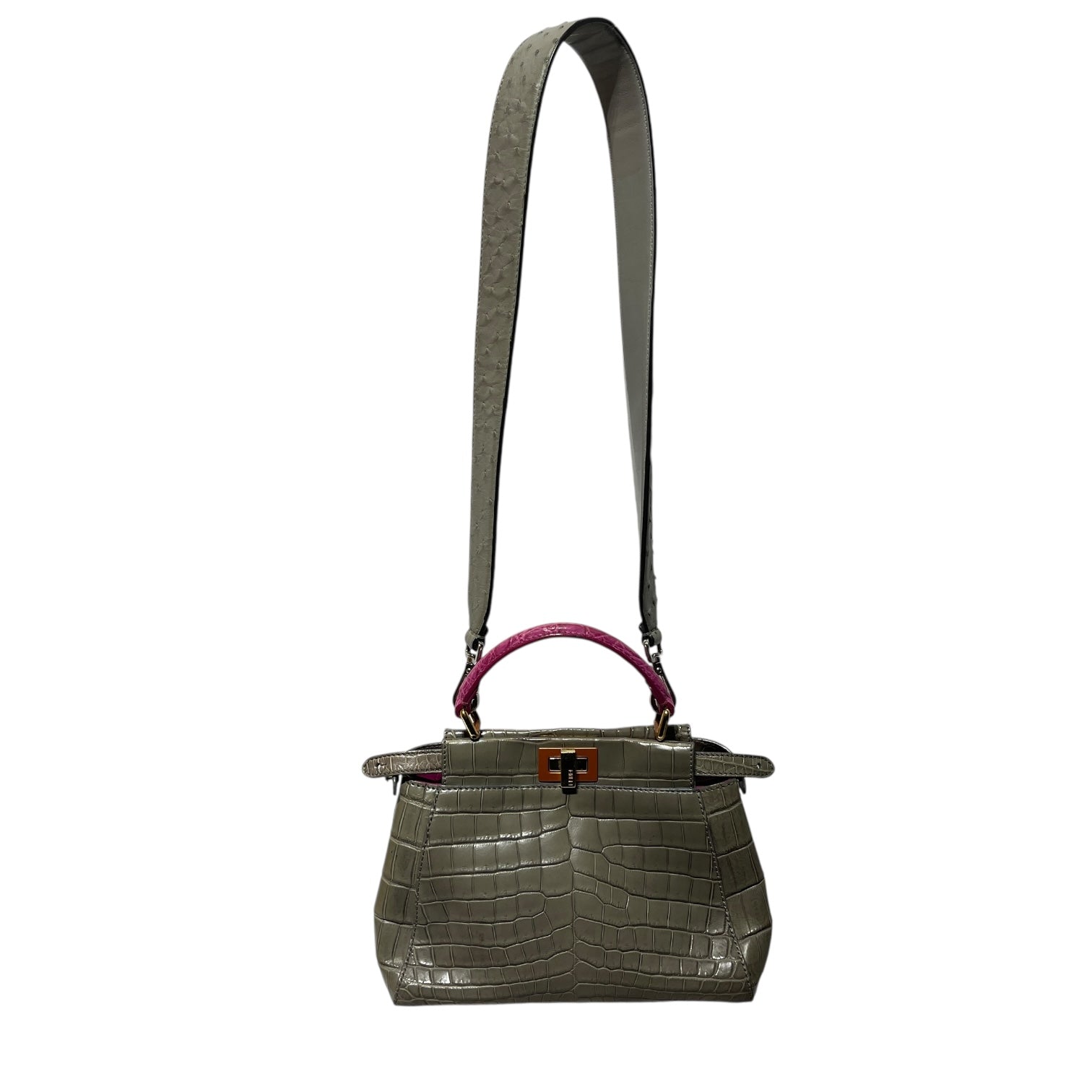 FENDI/Cross Body Bag/Animal Pattern/Leather/GRY/PEEKABOO CROCODILE view 1