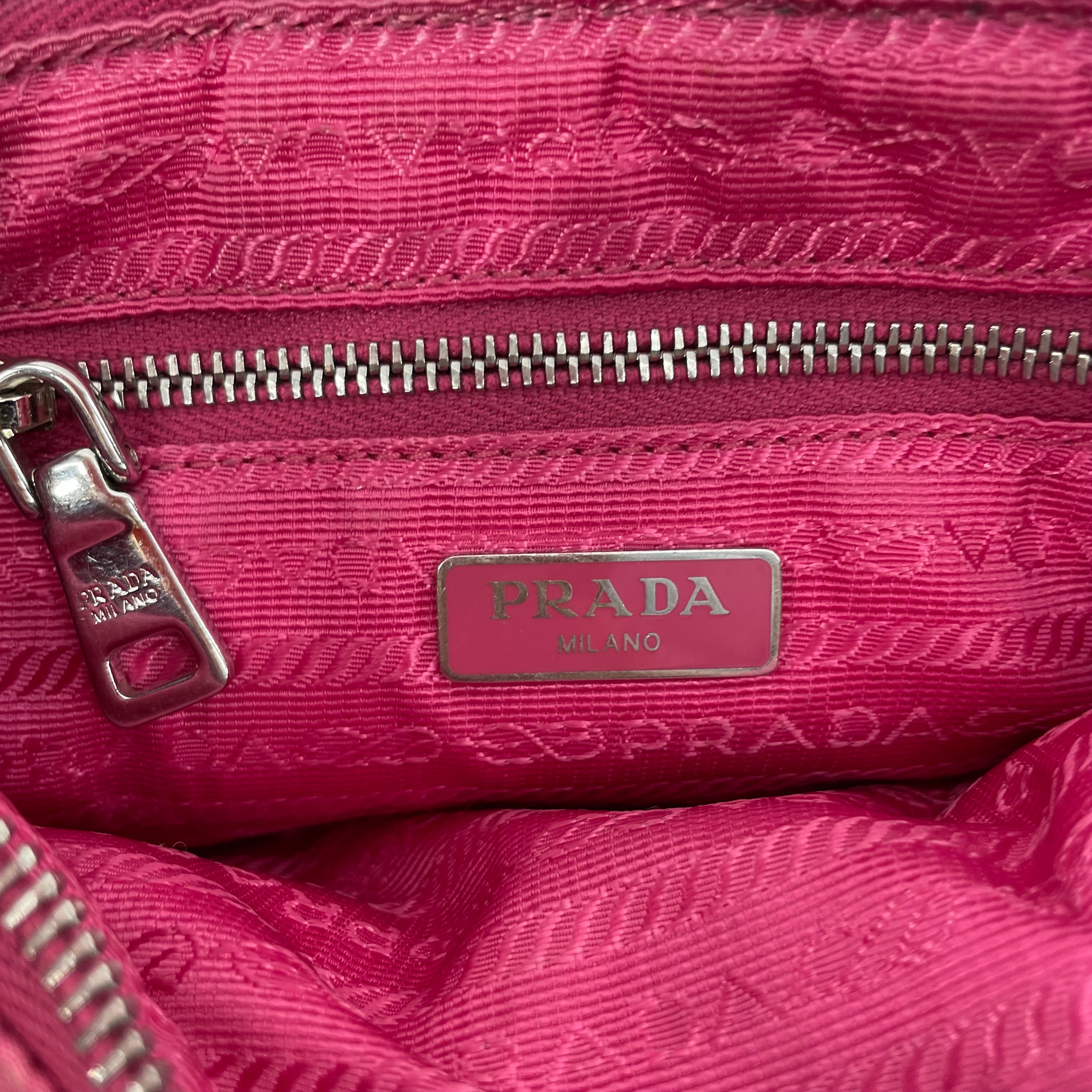 PRADA/Hand Bag/Nylon/PNK/quilted silver chain view 5