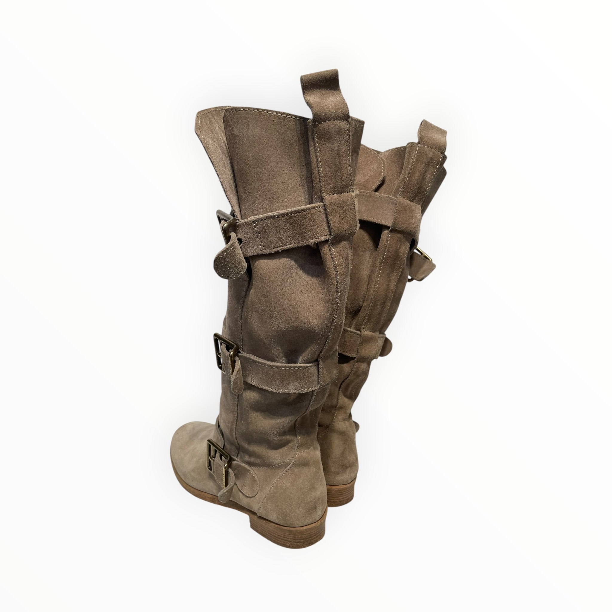 BURBERRYS/Boots/EU 39.5/Suede/BEG/long boots + 3 buckles view 2