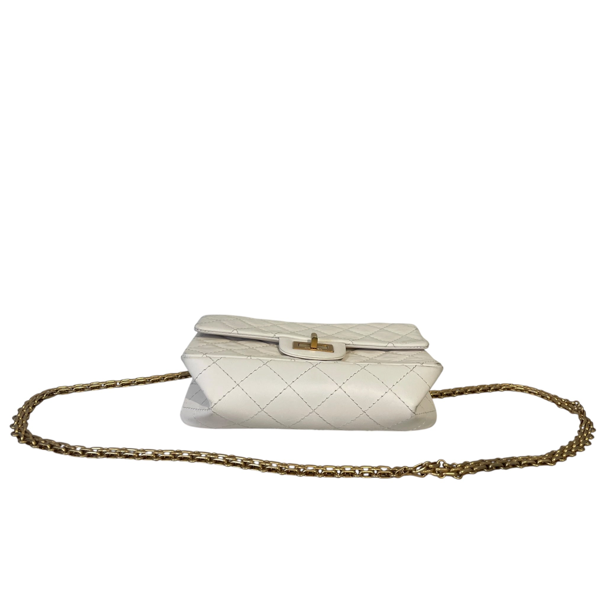 CHANEL/Cross Body Bag/Leather/WHT/GOLD HARDWARE AND CHAIN view 4