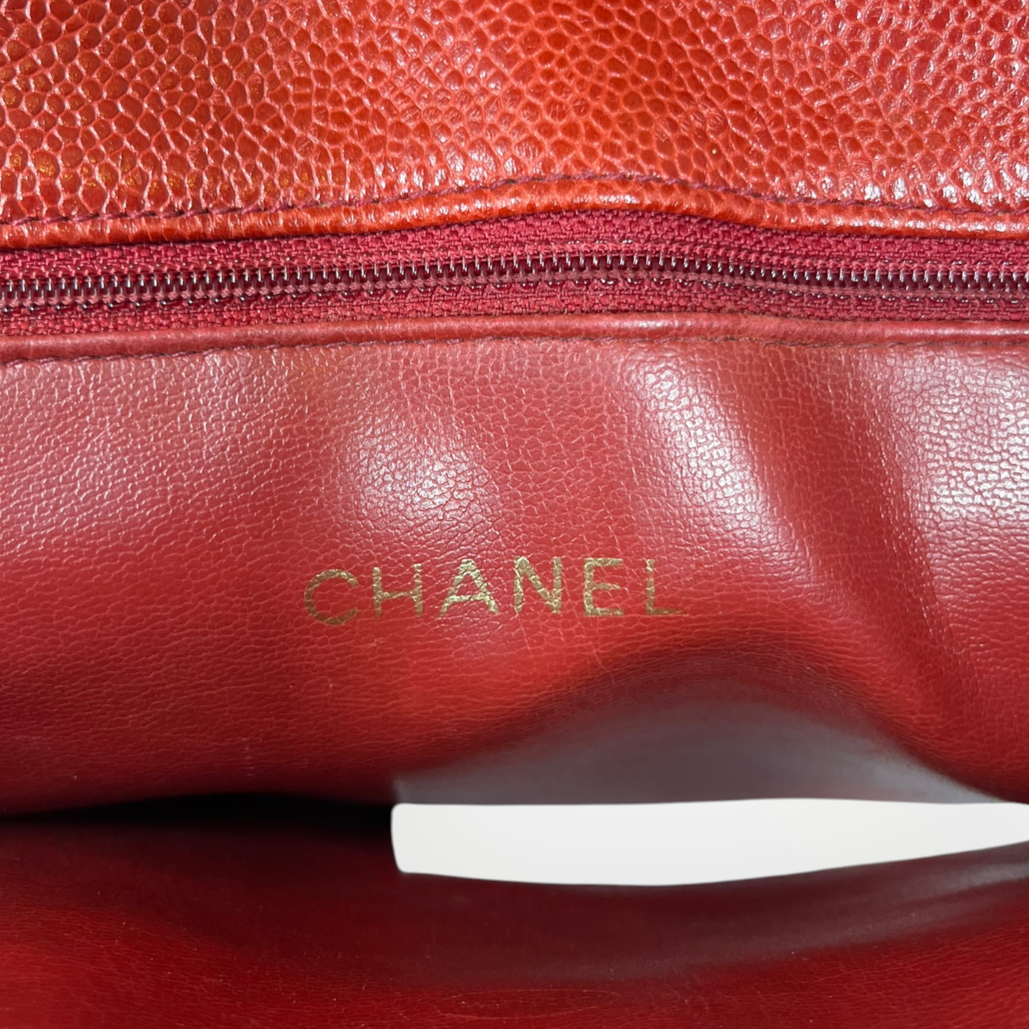 CHANEL/Tote Bag/Leather/RED/GST Cavier Tote view 12